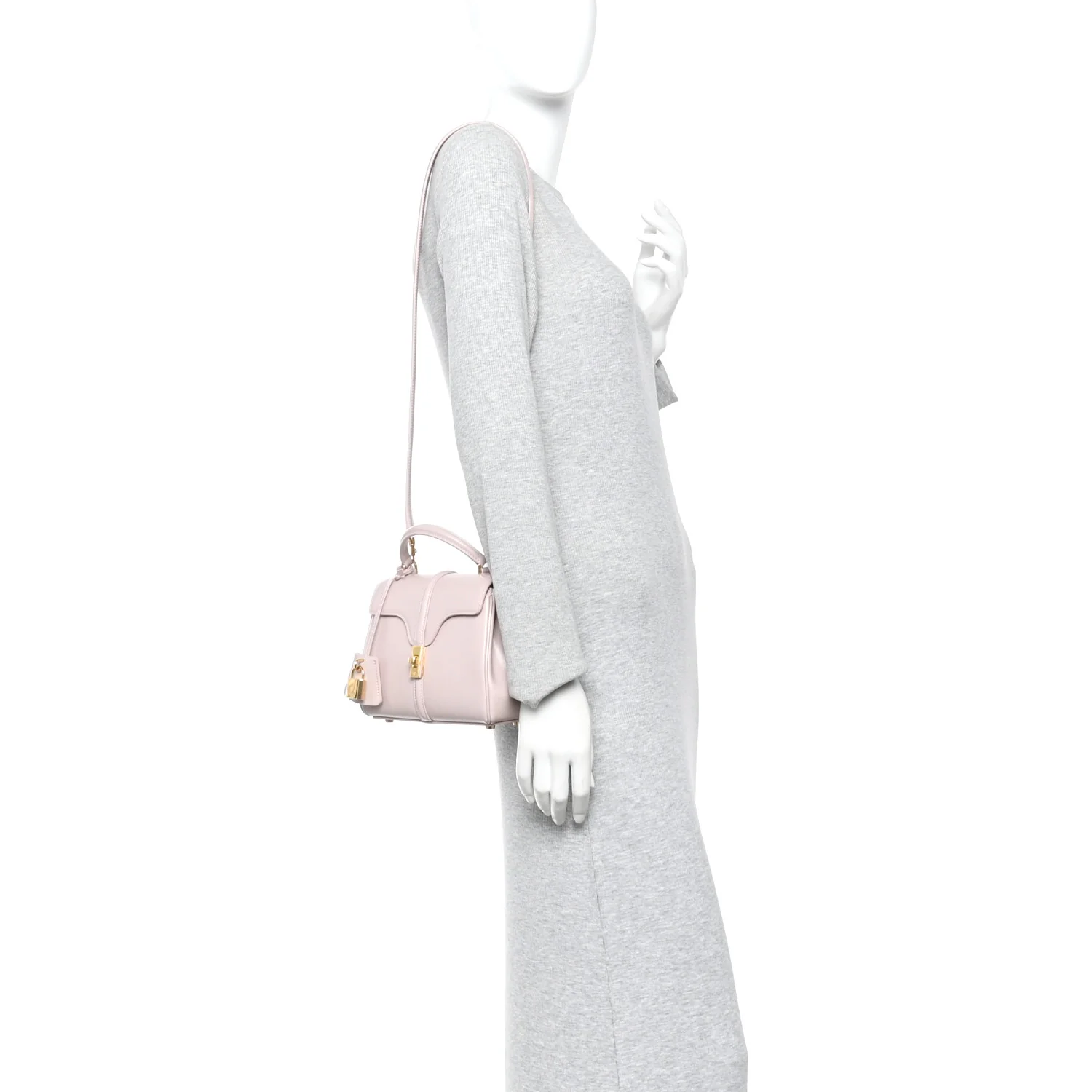 Satinated Calfskin Mini 16 Top Handle Bag Bleached Pink - Image 2