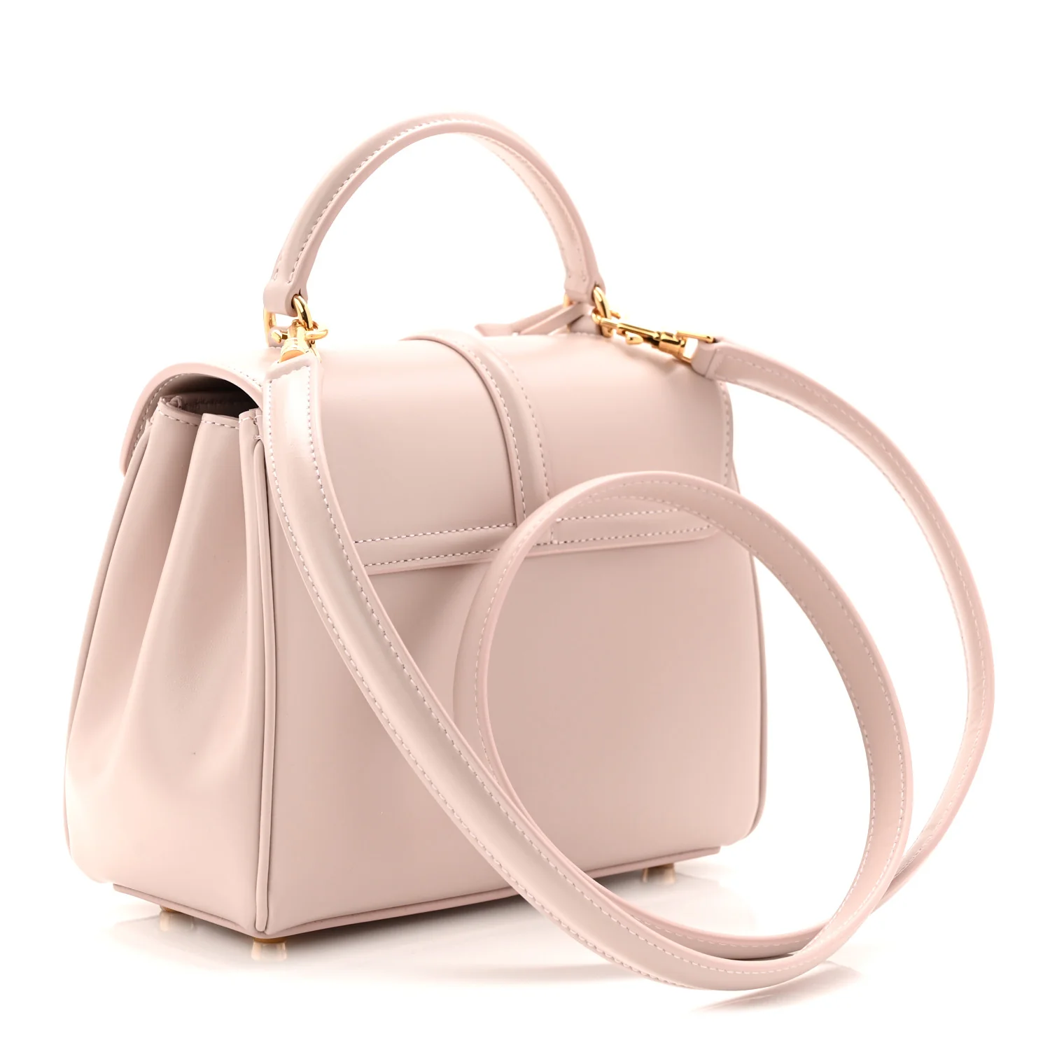Satinated Calfskin Mini 16 Top Handle Bag Bleached Pink - Image 3