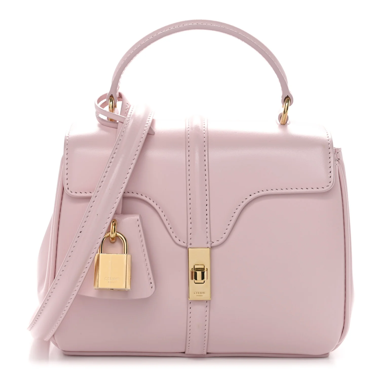 Satinated Calfskin Mini 16 Top Handle Bag Pastel Pink