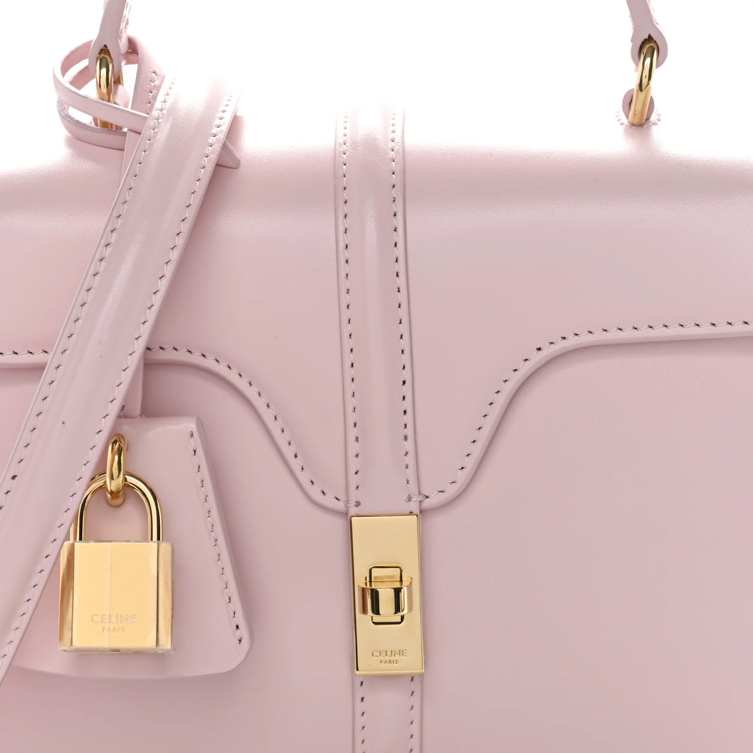 Satinated Calfskin Mini 16 Top Handle Bag Pastel Pink - Image 8