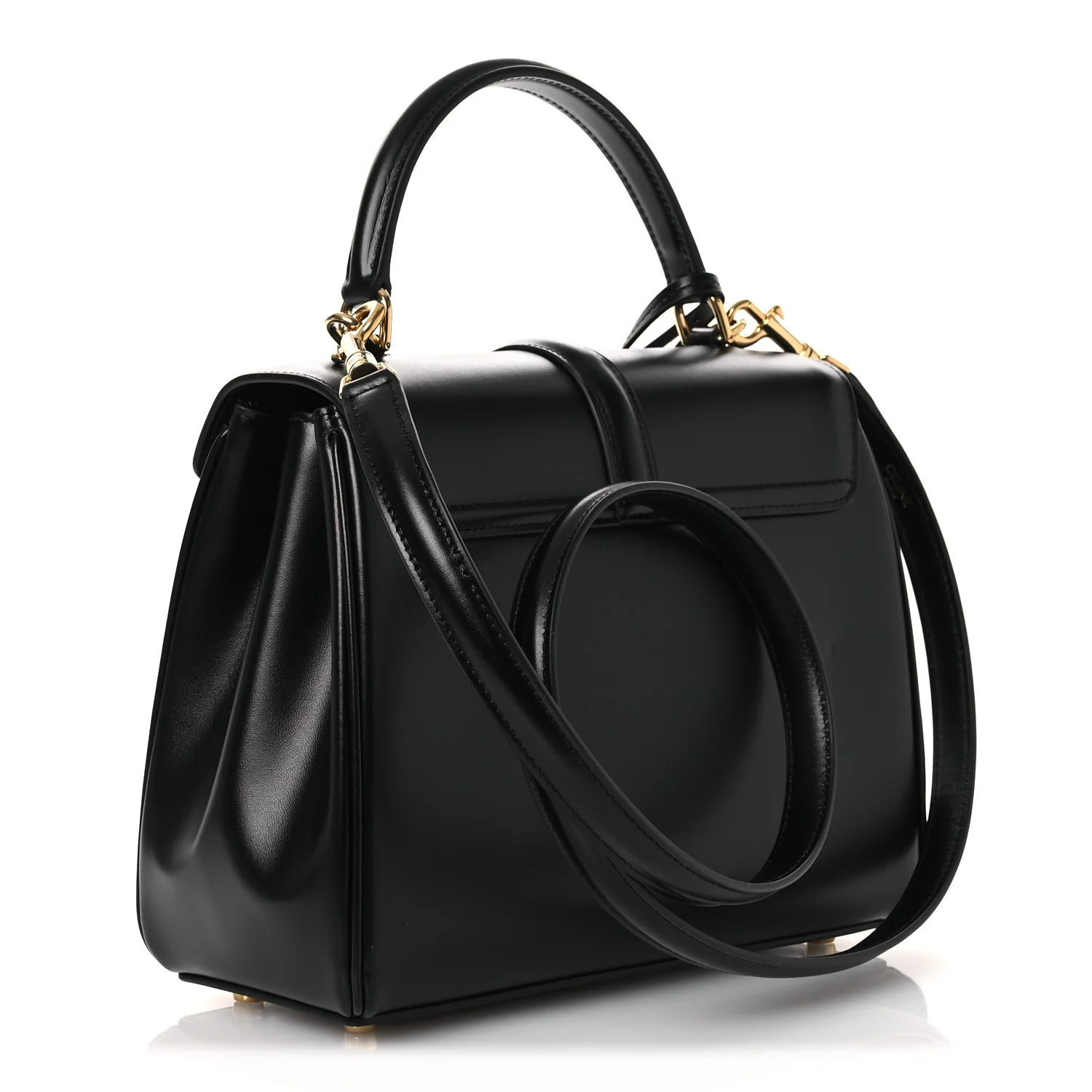 Satinated Calfskin Small 16 Top Handle Bag Black - Image 3