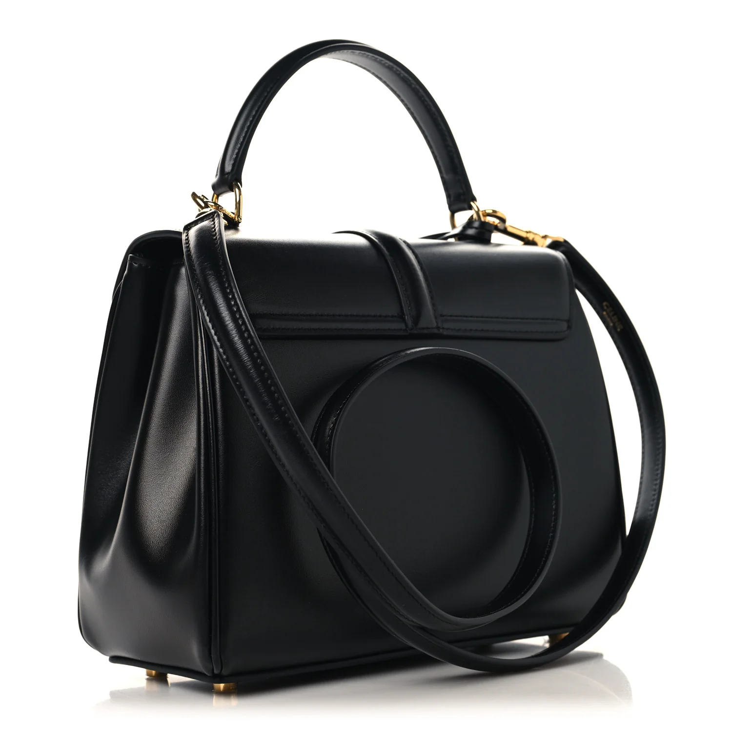 Satinated Calfskin Small 16 Top Handle Bag Black - Image 2