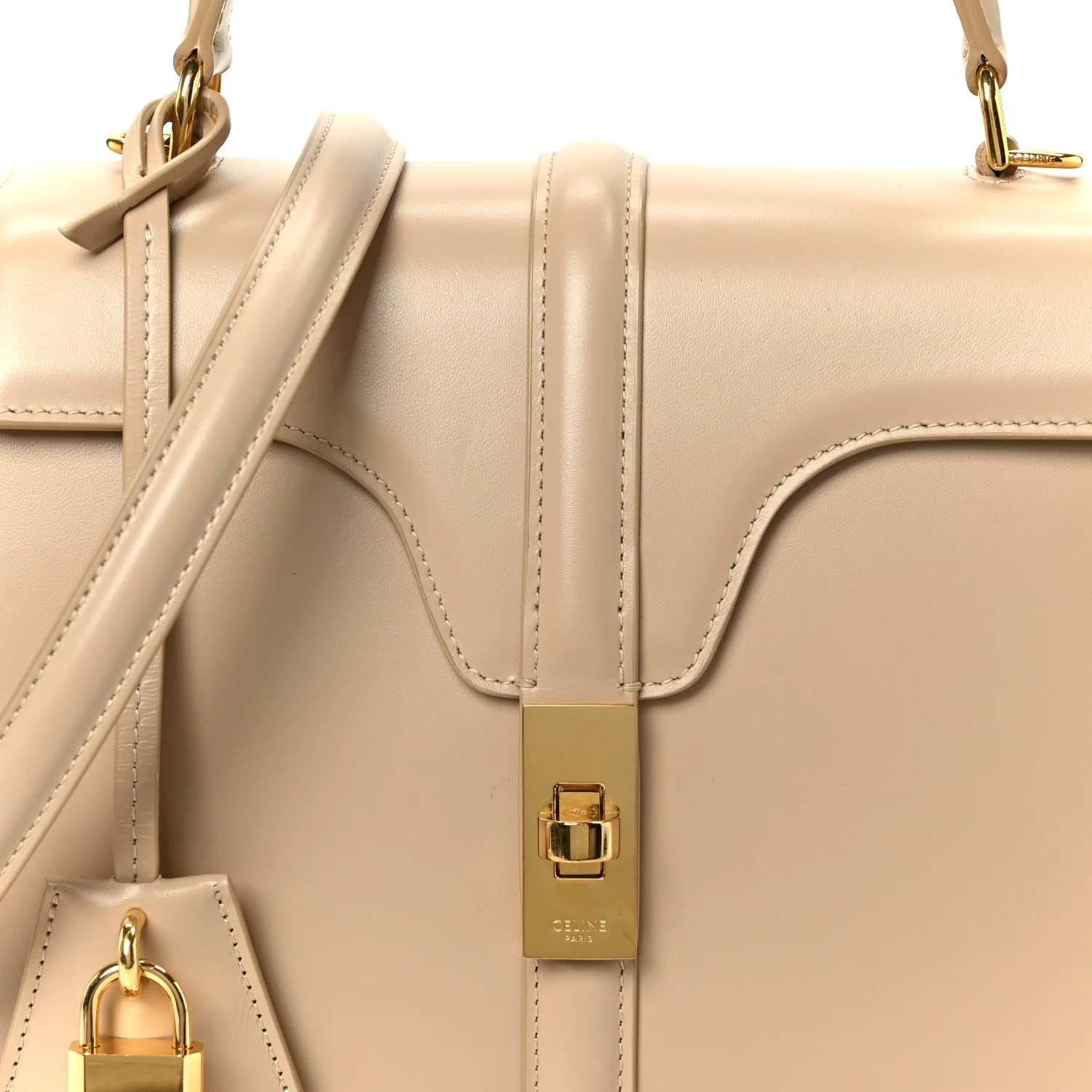 Satinated Calfskin Small 16 Top Handle Bag Nude - Image 11