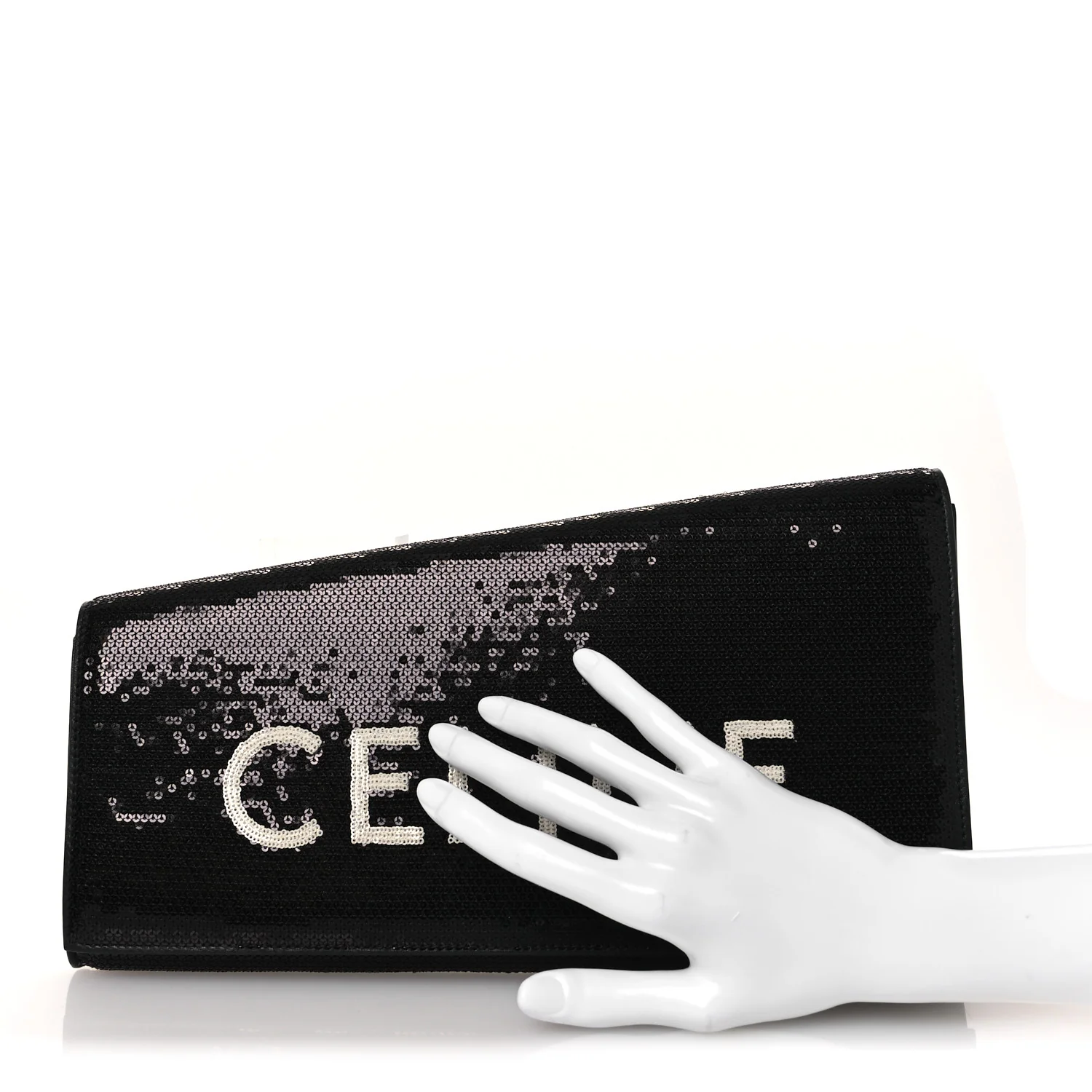 Sequin Asymetric Clutch Black White - Image 2