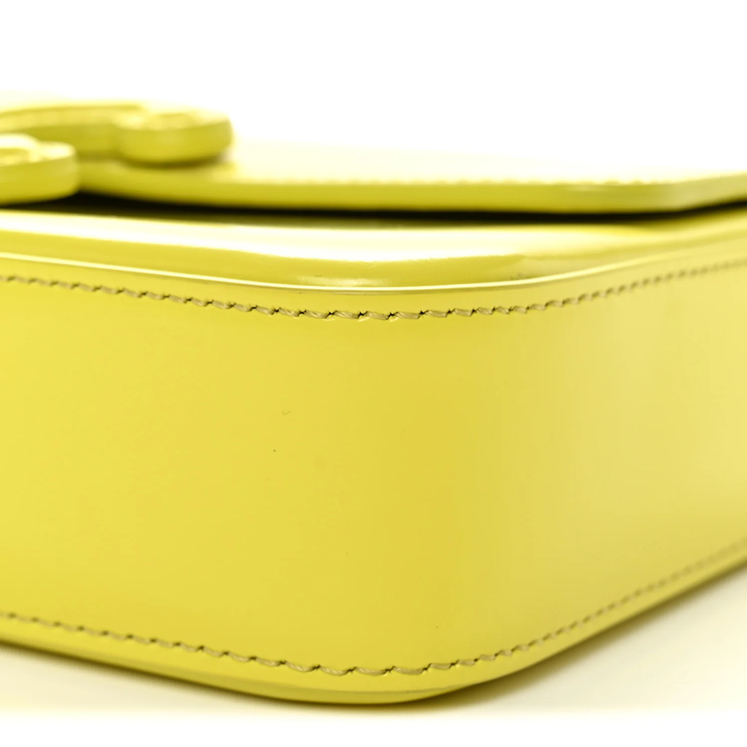 Shiny Calfskin Cuir Triomphe Chain Shoulder Bag Anis - Image 10