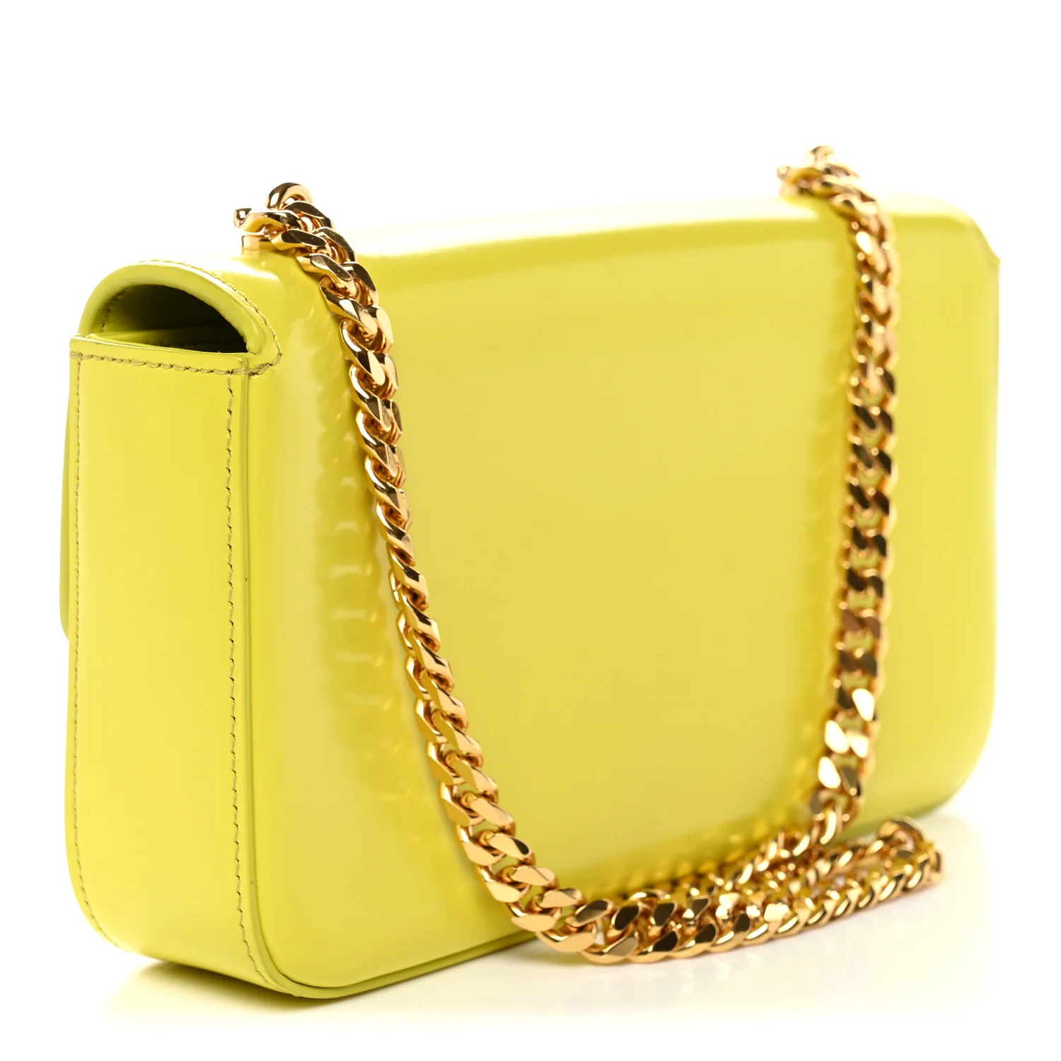 Shiny Calfskin Cuir Triomphe Chain Shoulder Bag Anis - Image 3
