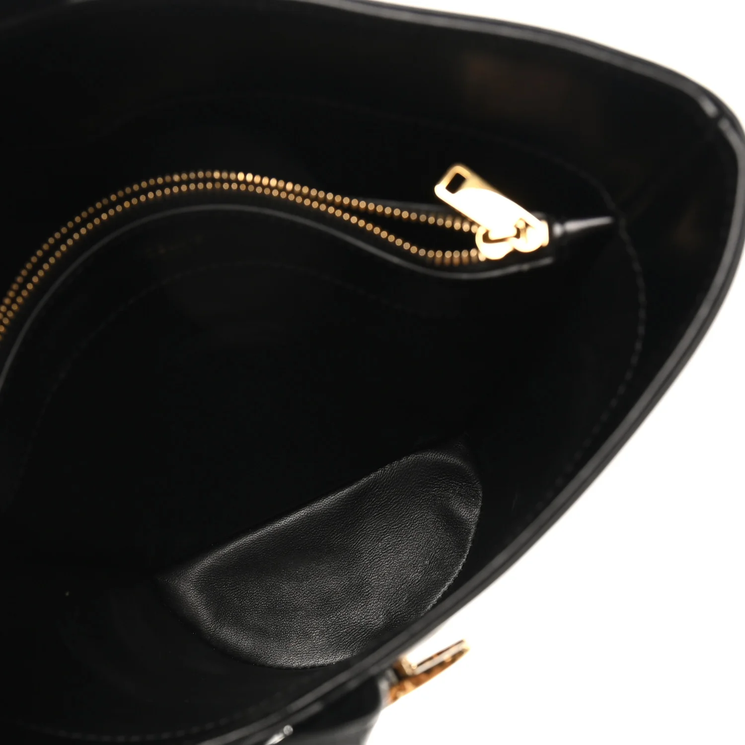 Shiny Calfskin Triomphe Bucket Bag Black - Image 5