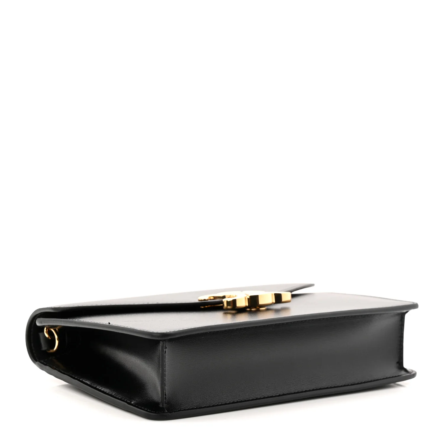 Shiny Calfskin Triomphe Margo Wallet on Chain Black - Image 4