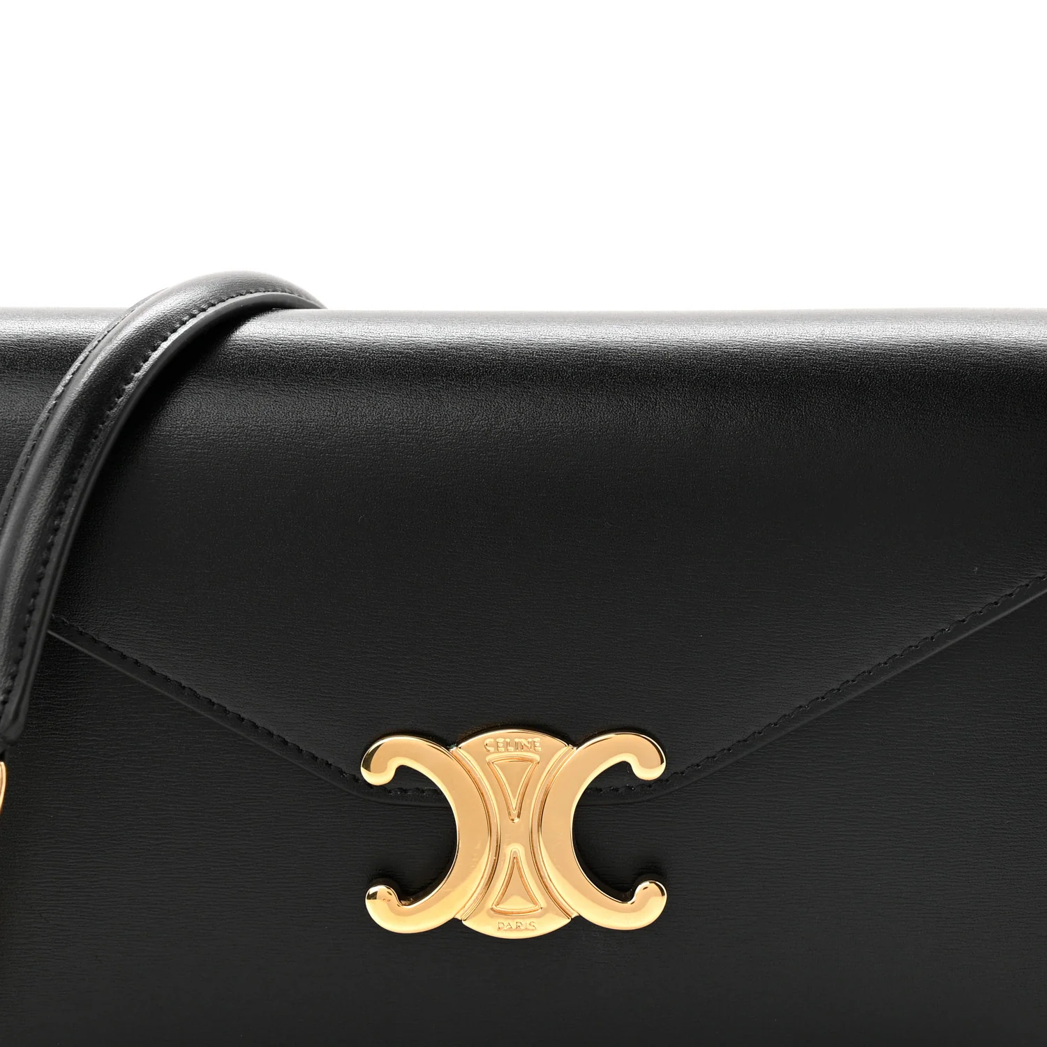 Shiny Calfskin Triomphe Margo Wallet on Chain Black - Image 8