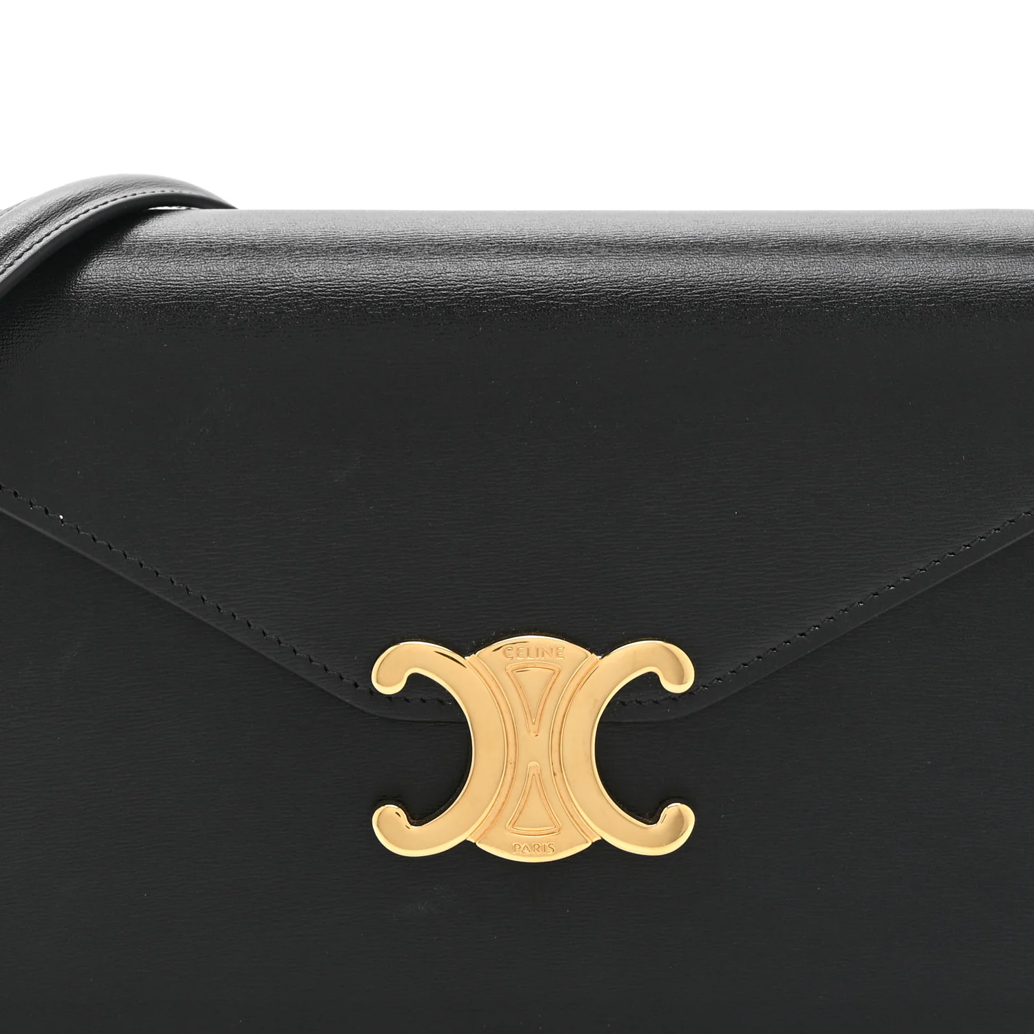 Shiny Calfskin Triomphe Margo Wallet on Chain Black - Image 8