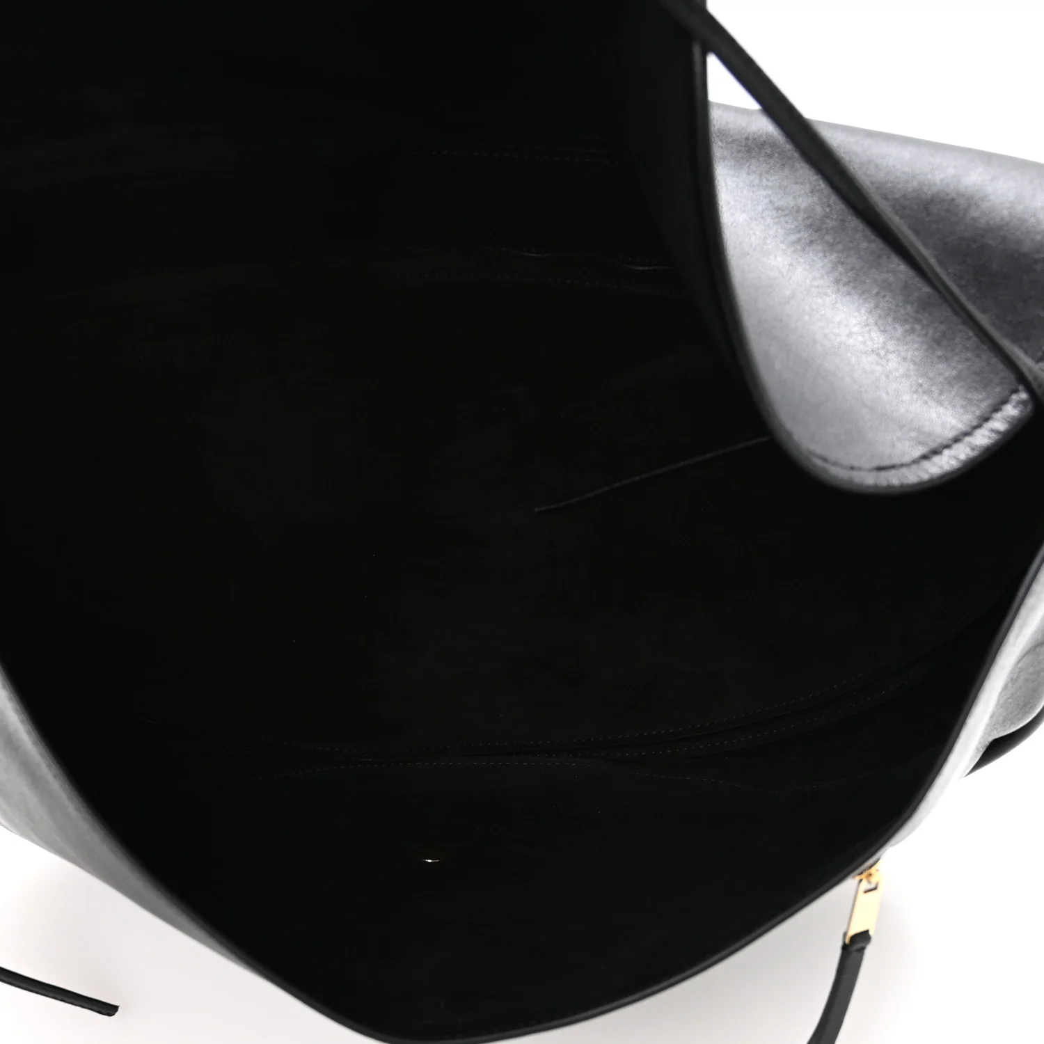 Shiny Lambskin Soft Triomphe Half Moon Bag Black - Image 5