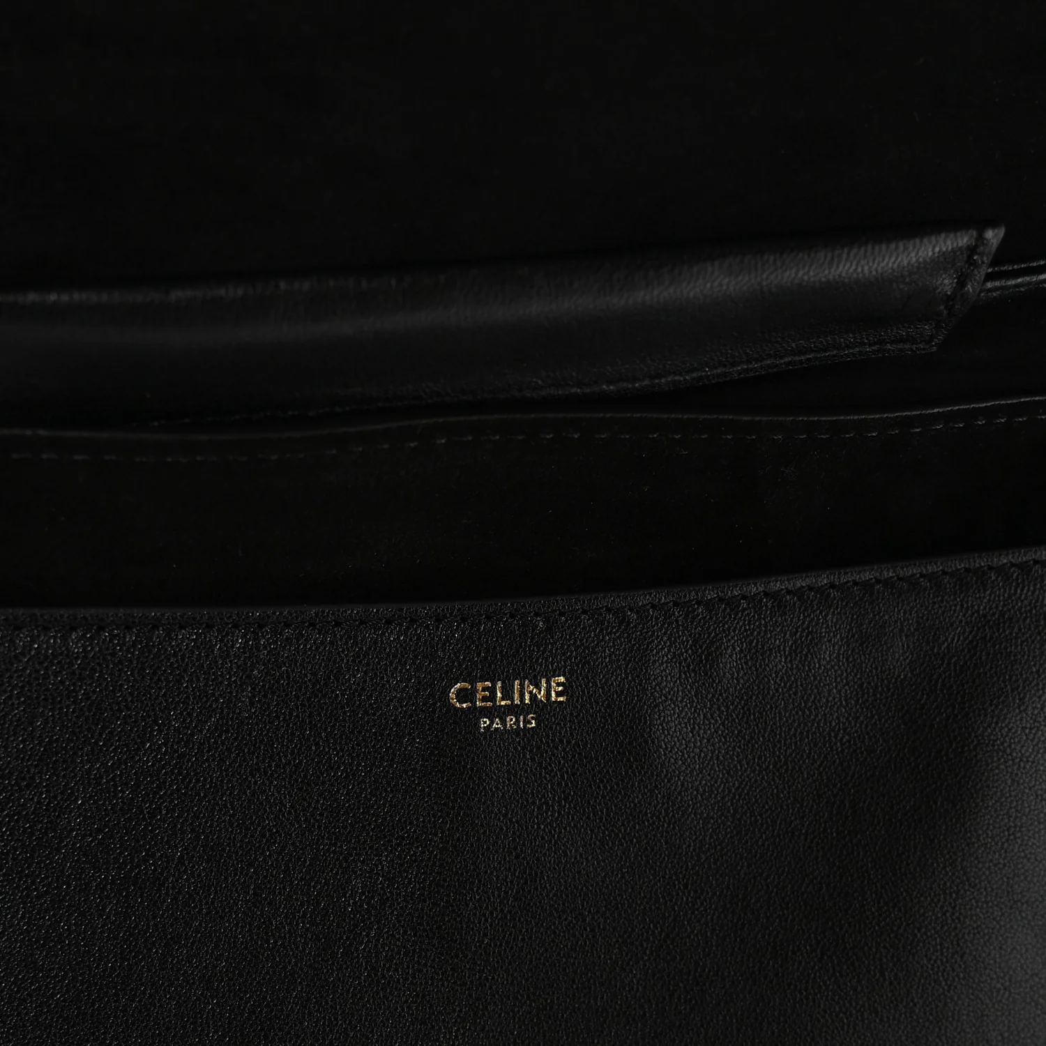 Shiny Lambskin Soft Triomphe Half Moon Bag Black - Image 6