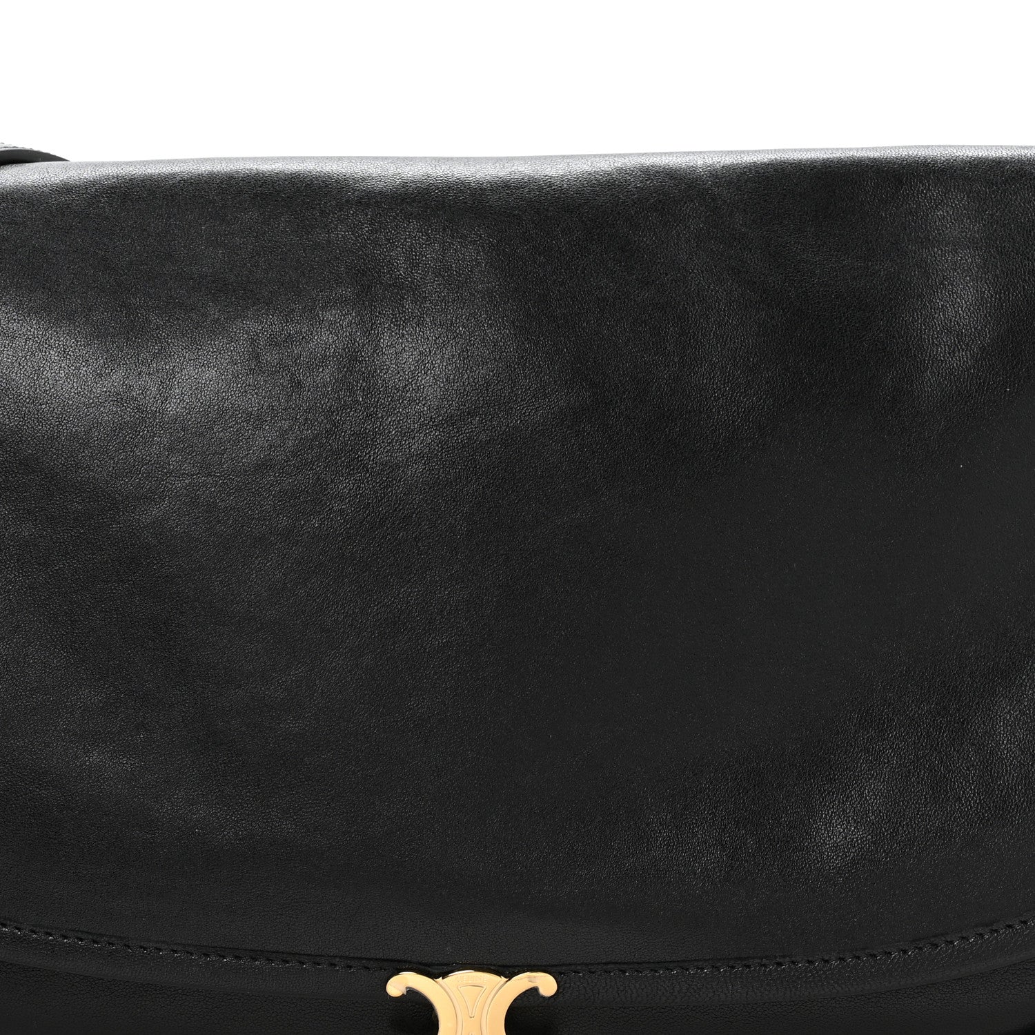 Shiny Lambskin Soft Triomphe Half Moon Bag Black - Image 8