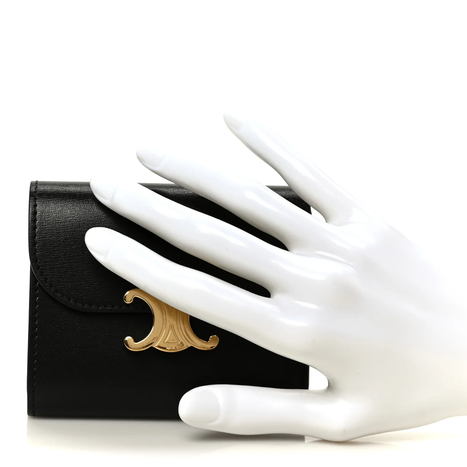 Shiny Smooth Lambskin Small Triomphe Wallet Black - Image 2