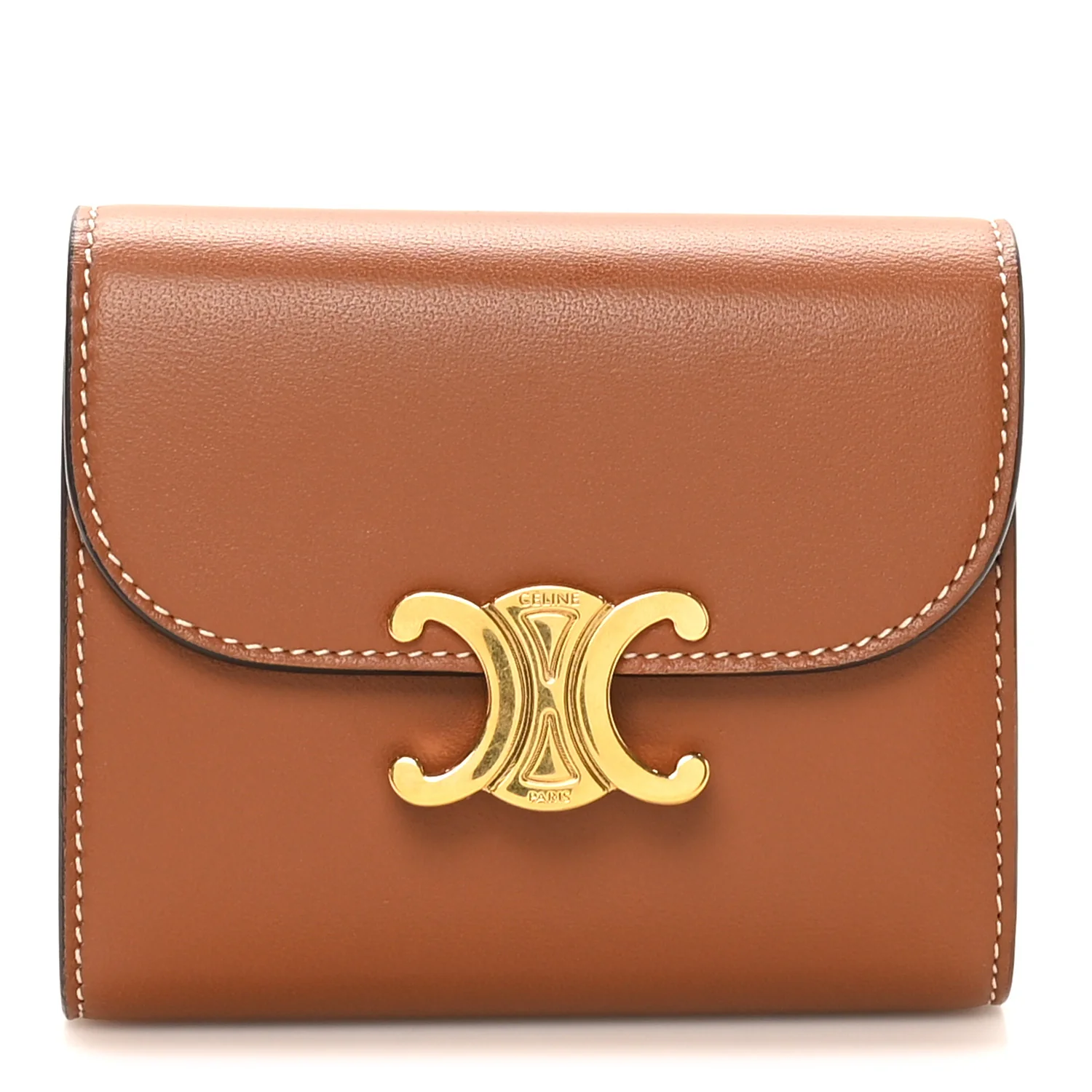 Shiny Smooth Lambskin Small Triomphe Wallet Tan