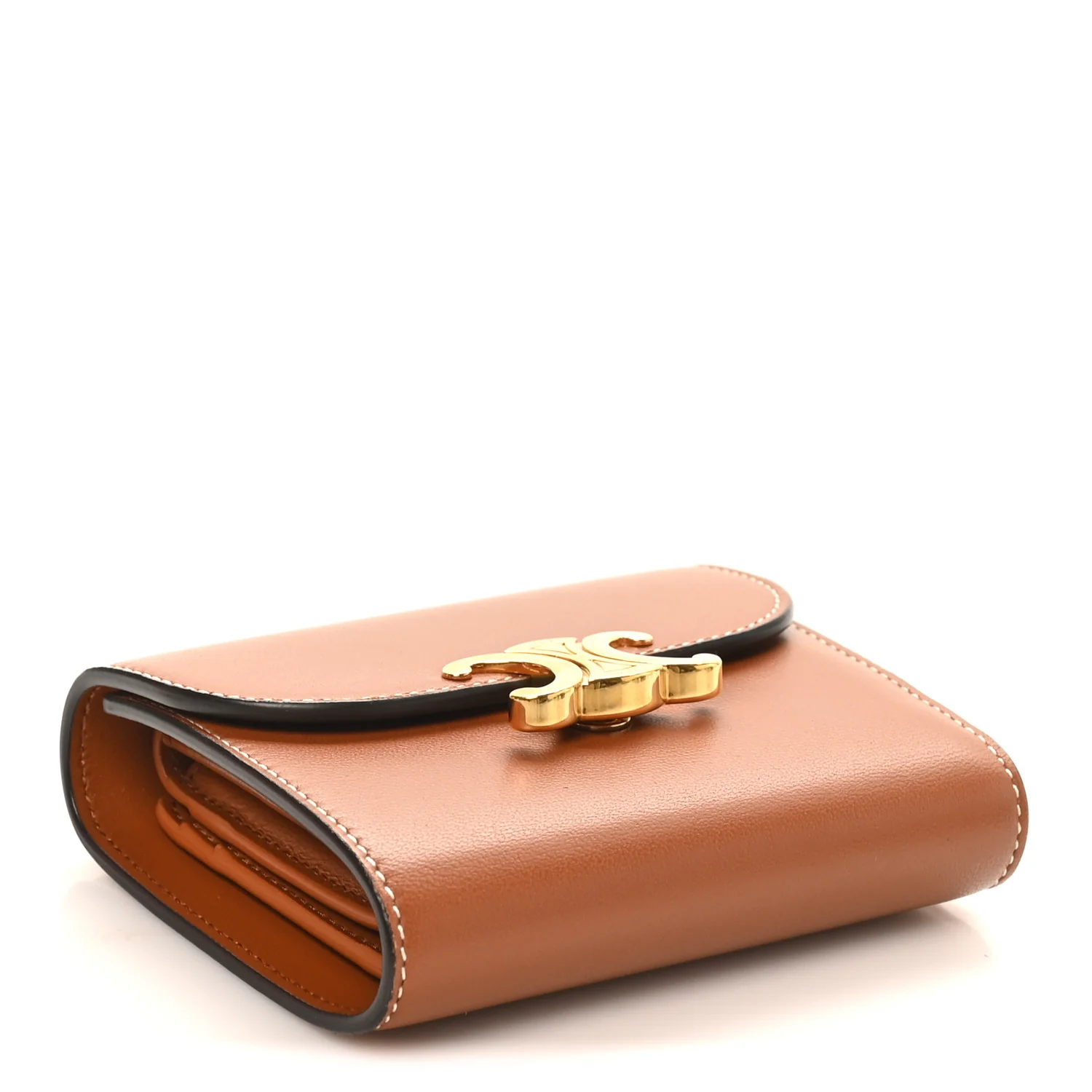 Shiny Smooth Lambskin Small Triomphe Wallet Tan - Image 4