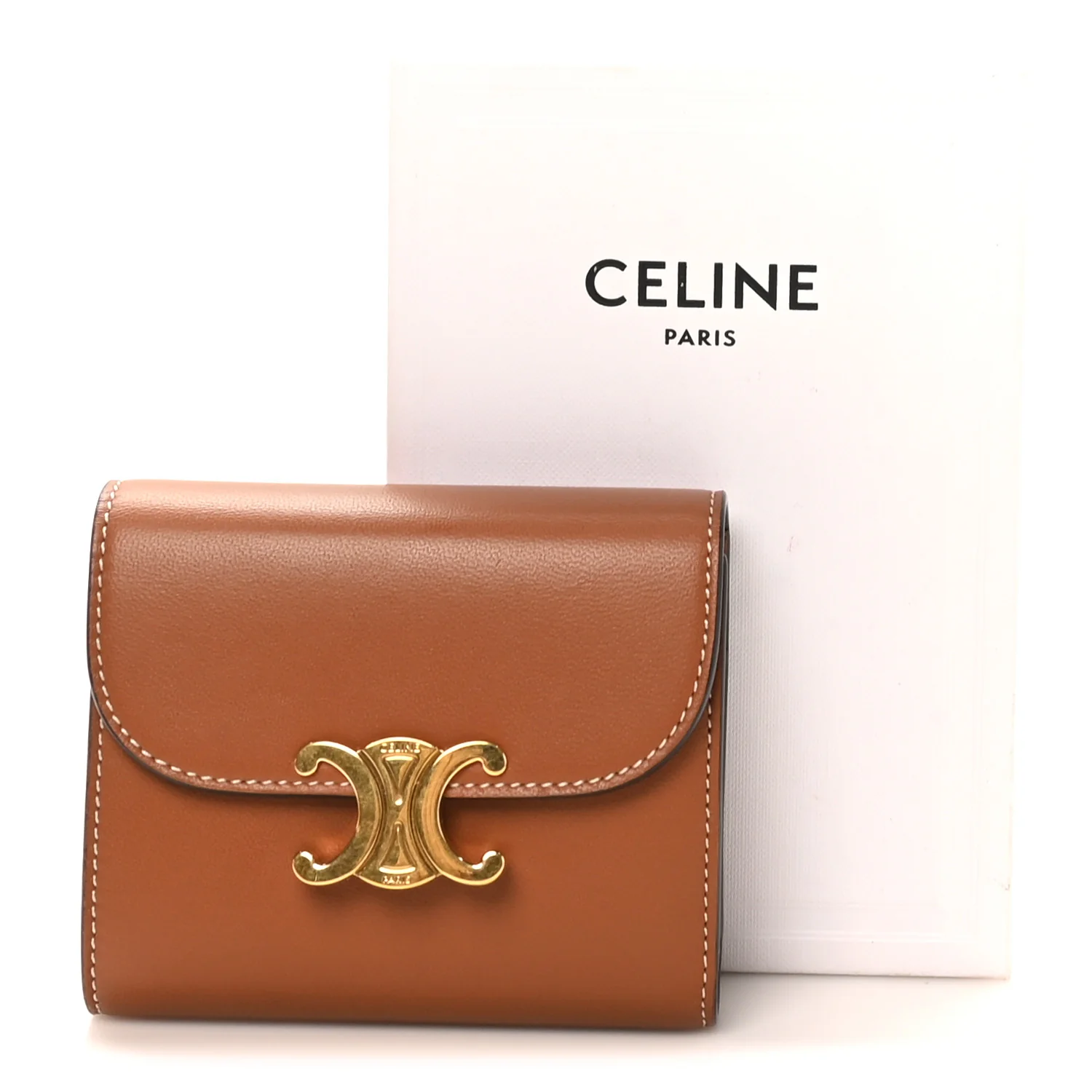Shiny Smooth Lambskin Small Triomphe Wallet Tan - Image 9