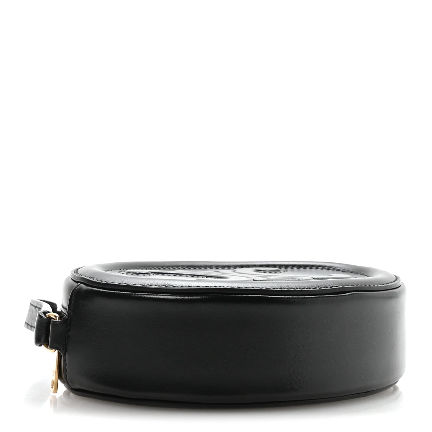 Smooth Calfskin Cuir Small Triomphe Oval Crossbody Purse Black - Image 4
