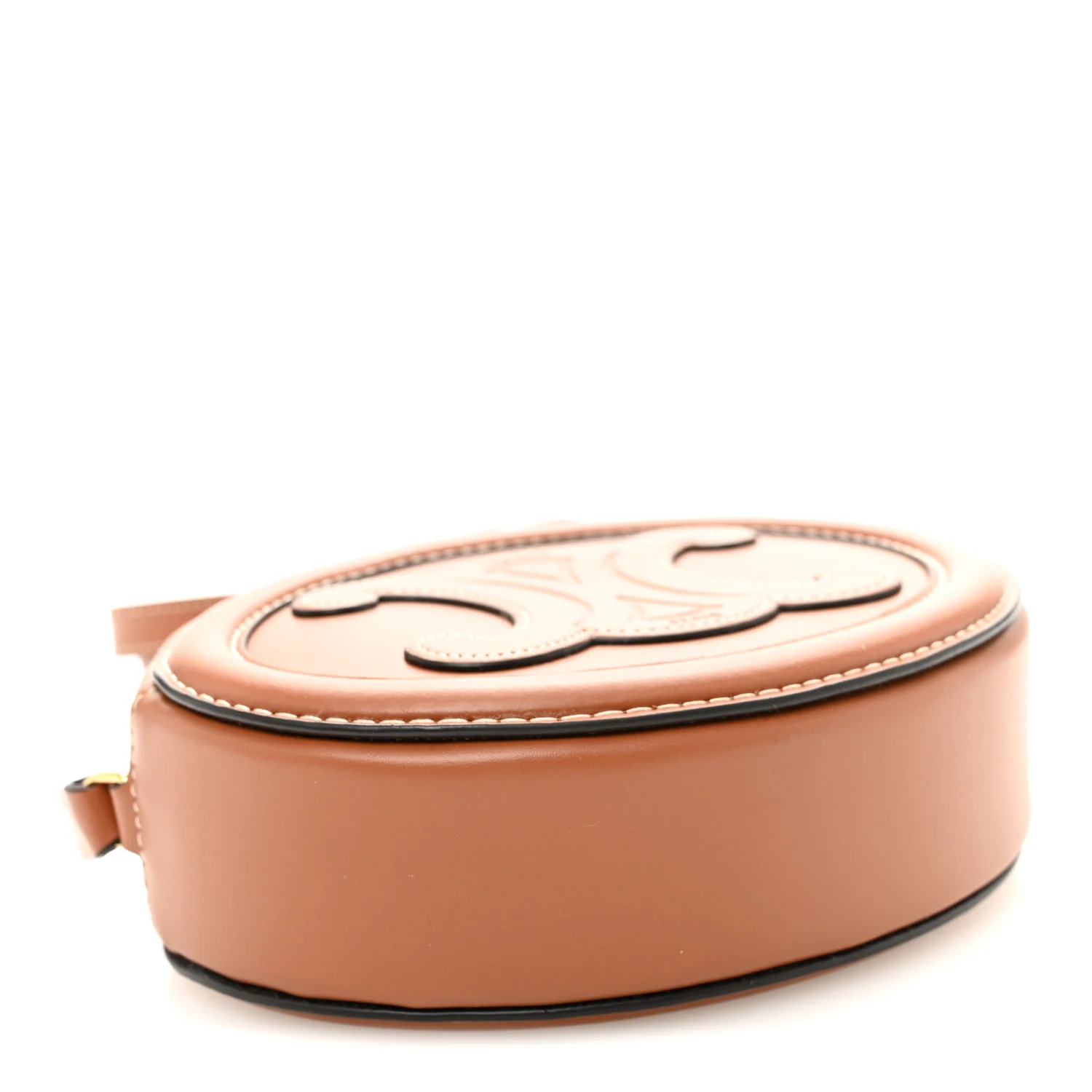 Smooth Calfskin Cuir Small Triomphe Oval Crossbody Purse Tan - Image 4
