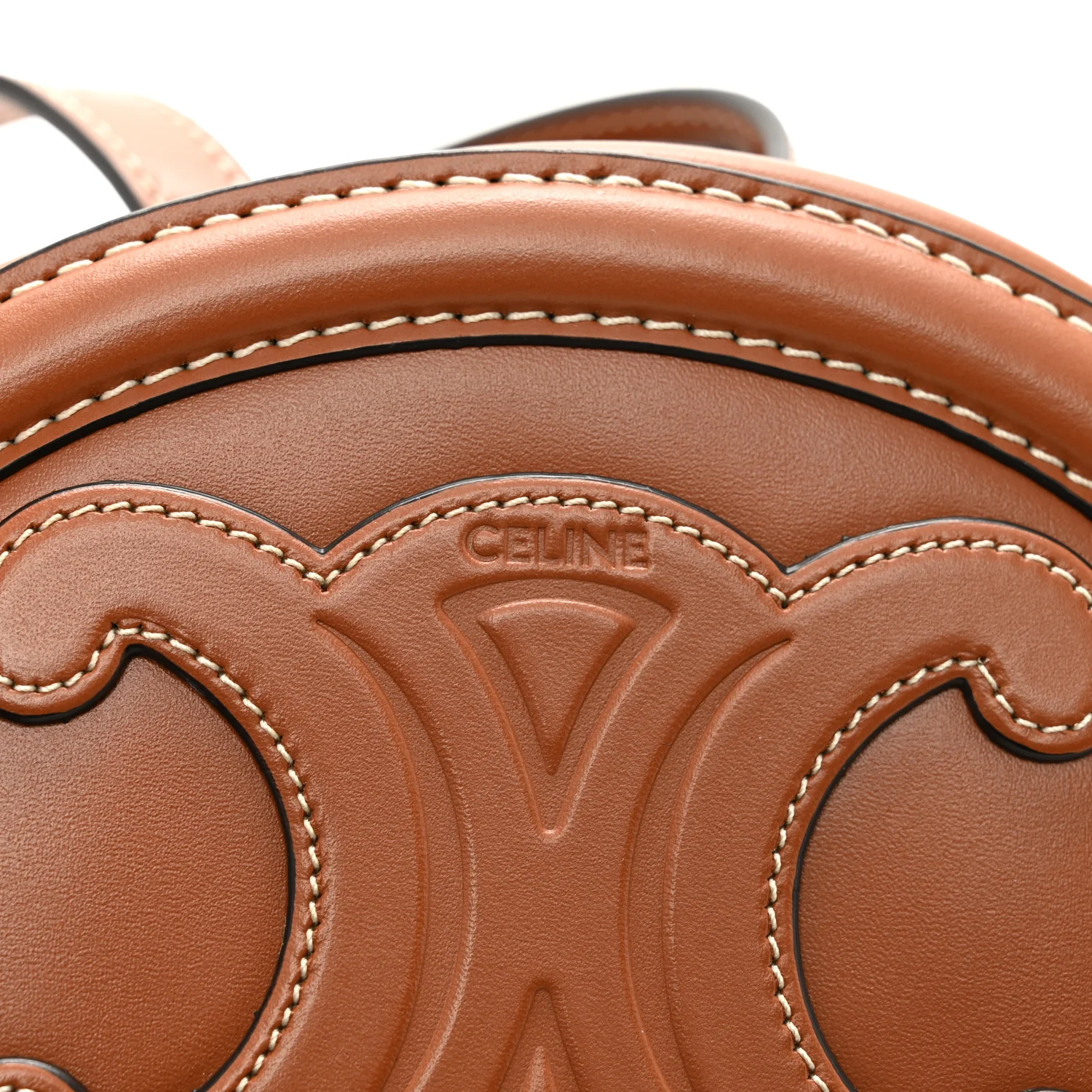 Smooth Calfskin Cuir Small Triomphe Oval Crossbody Purse Tan - Image 6