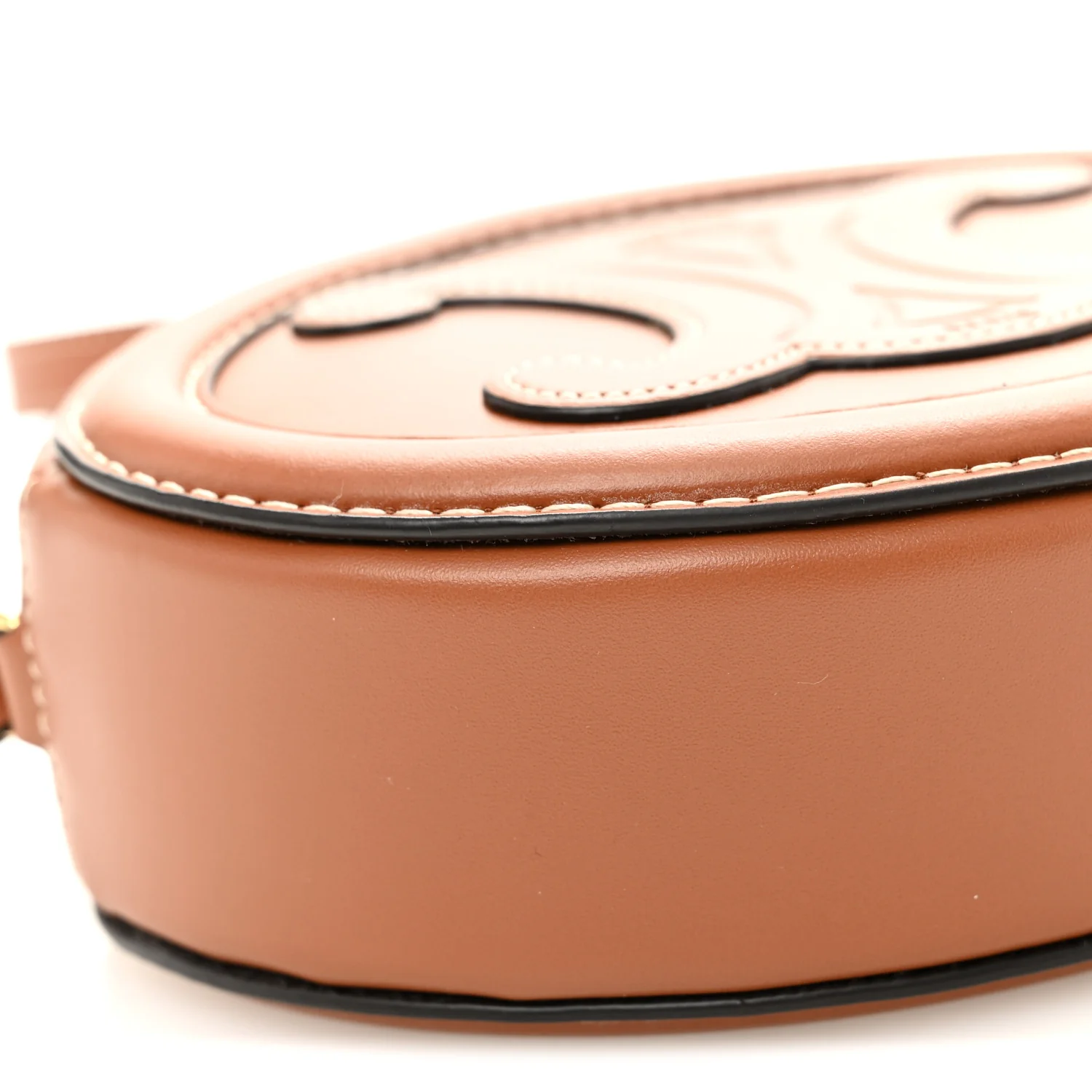 Smooth Calfskin Cuir Small Triomphe Oval Crossbody Purse Tan - Image 8