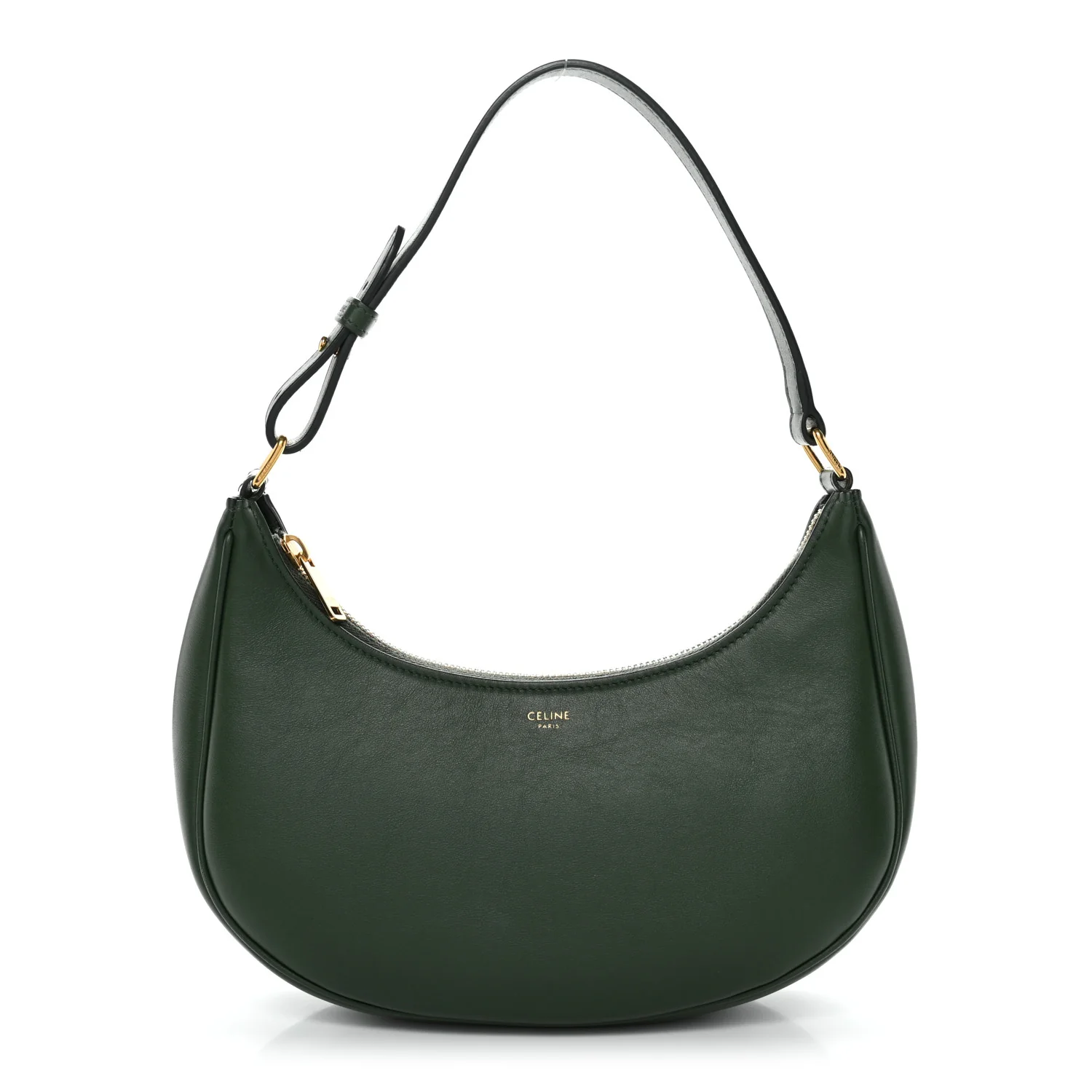 Smooth Calfskin Medium Strap Ava Shoulder Bag Green