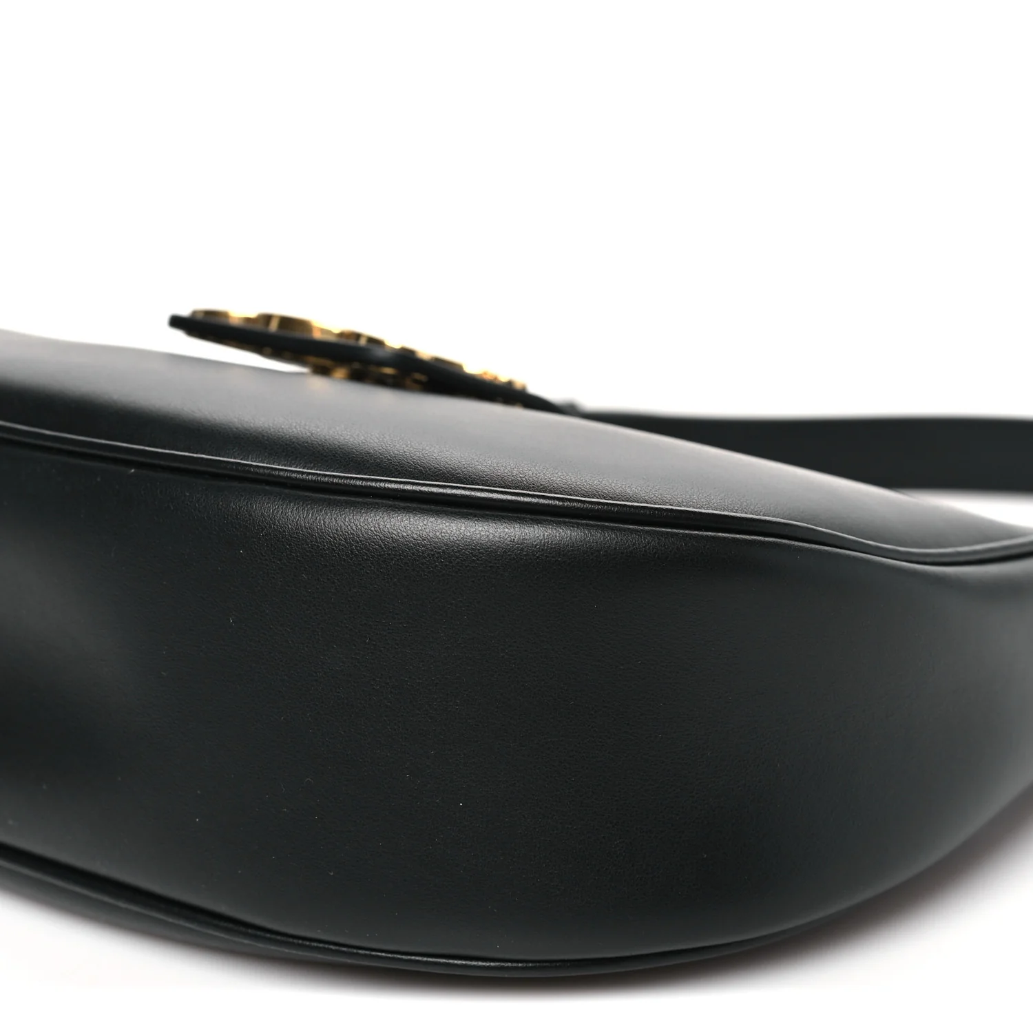 Smooth Calfskin Medium Strap Ava Triomphe Shoulder Bag Black - Image 10