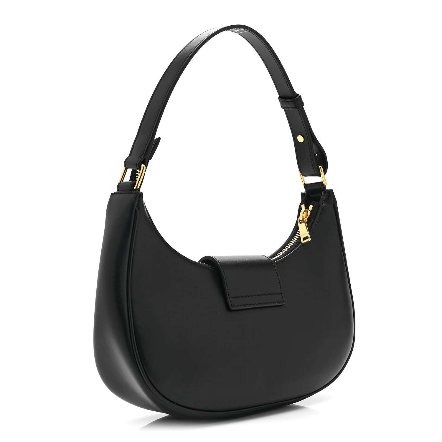Smooth Calfskin Medium Strap Ava Triomphe Shoulder Bag Black - Image 3