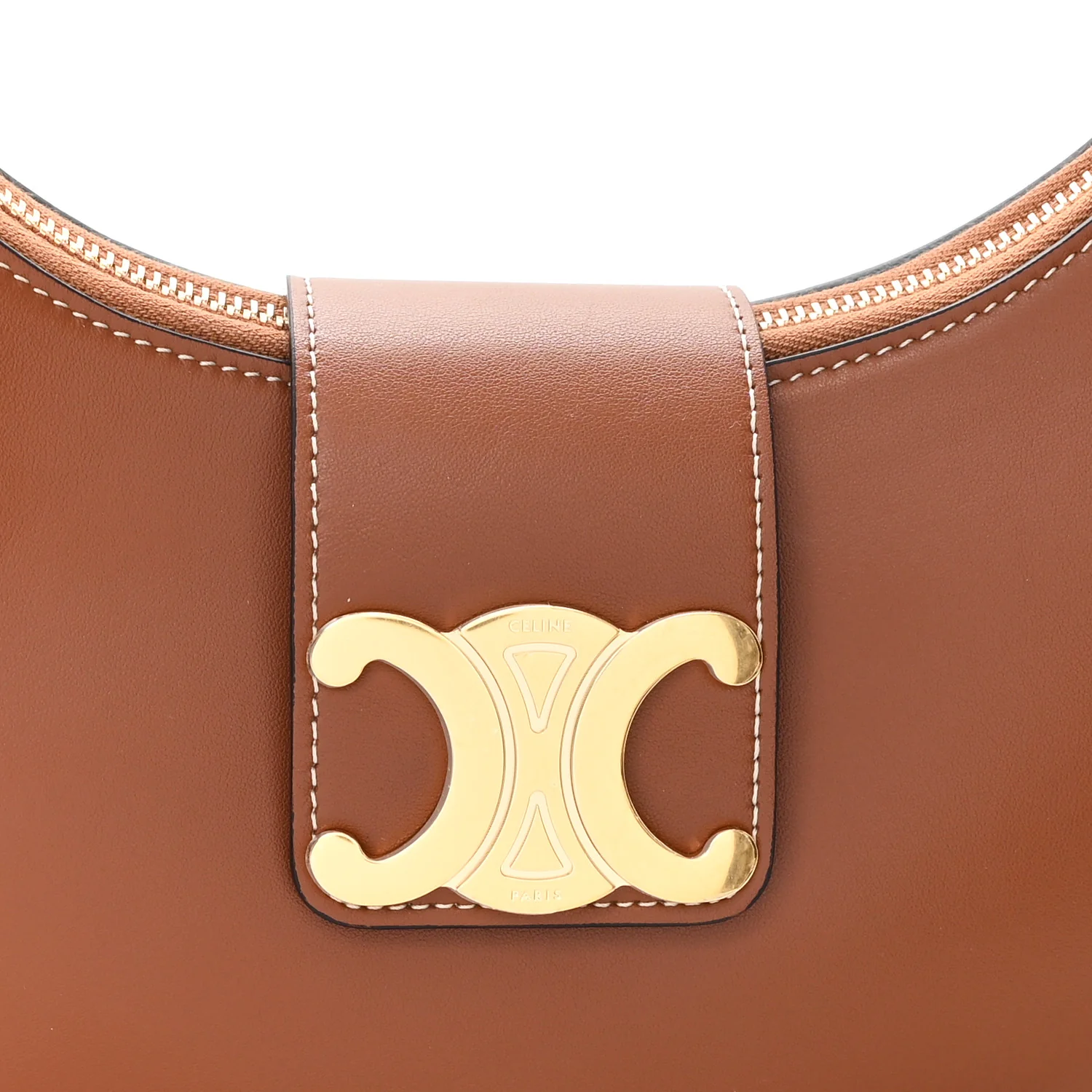 Smooth Calfskin Medium Strap Ava Triomphe Shoulder Bag Tan - Image 7