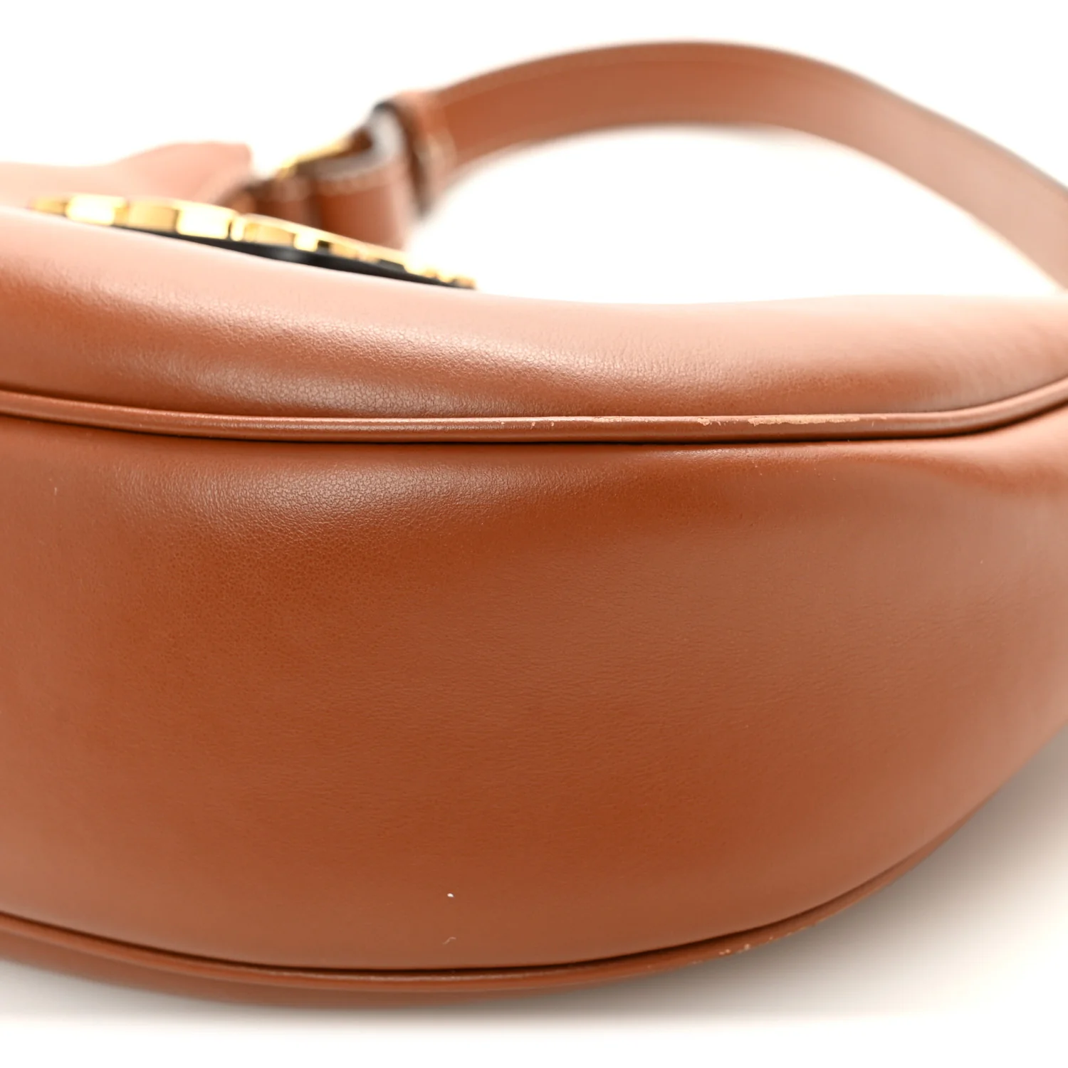 Smooth Calfskin Medium Strap Ava Triomphe Shoulder Bag Tan - Image 10