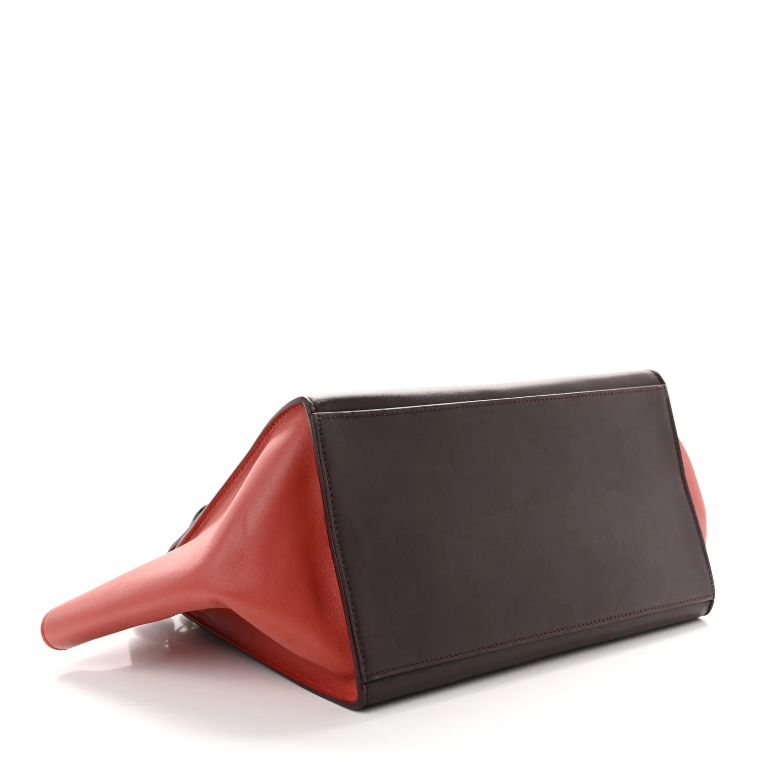 Smooth Calfskin Medium Tri-Color Trapeze Rust Burgundy Red - Image 4