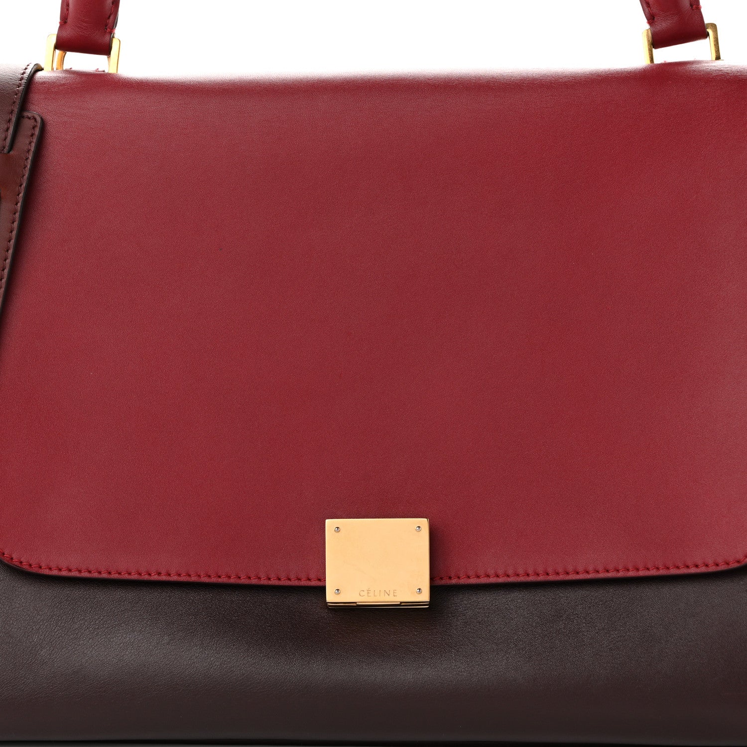 Smooth Calfskin Medium Tri-Color Trapeze Rust Burgundy Red - Image 7