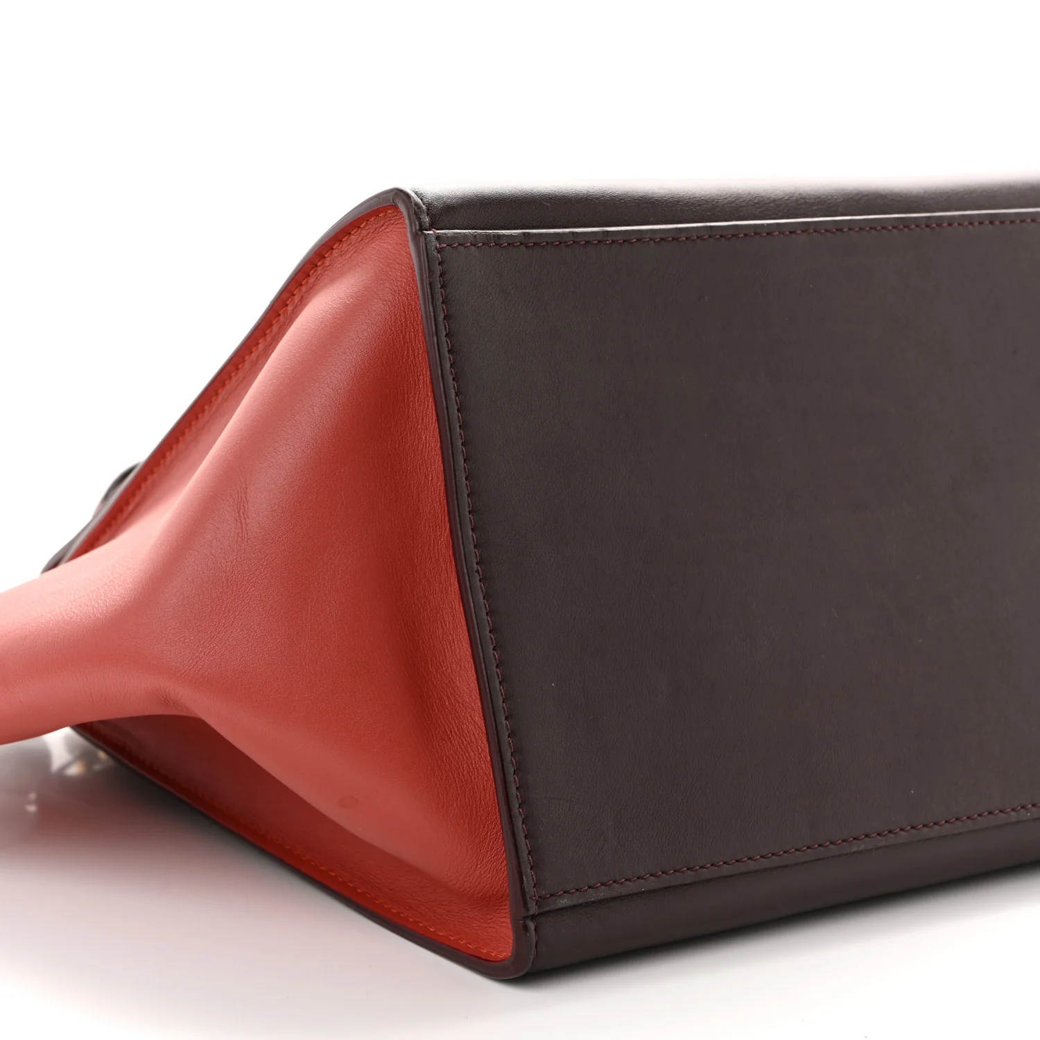 Smooth Calfskin Medium Tri-Color Trapeze Rust Burgundy Red - Image 8