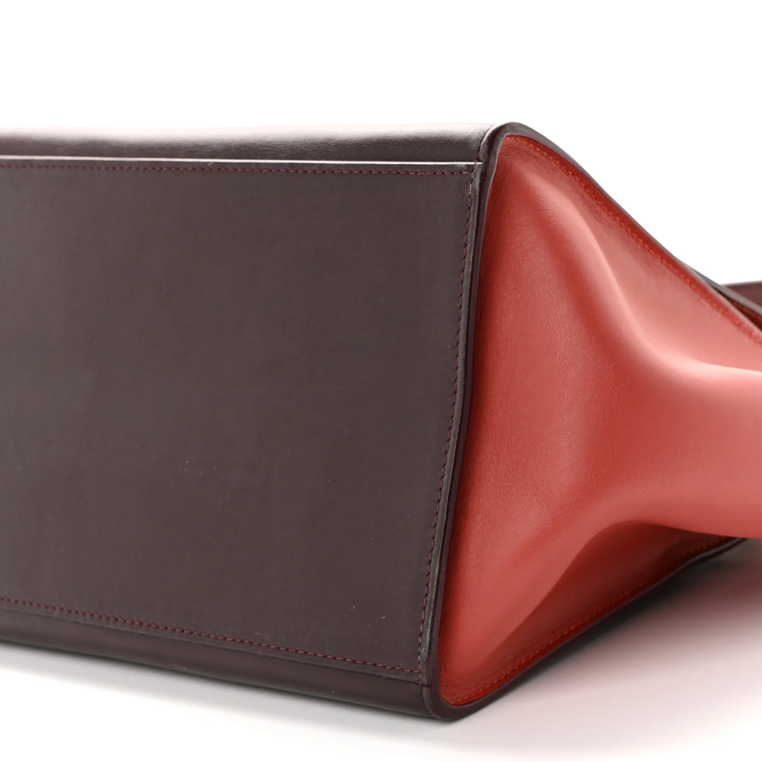 Smooth Calfskin Medium Tri-Color Trapeze Rust Burgundy Red - Image 9