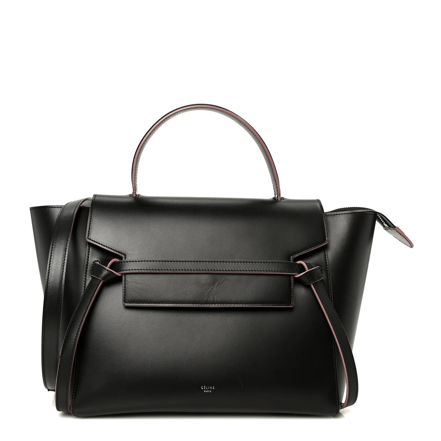 Smooth Calfskin Mini Belt Bag Dark Grey Pink