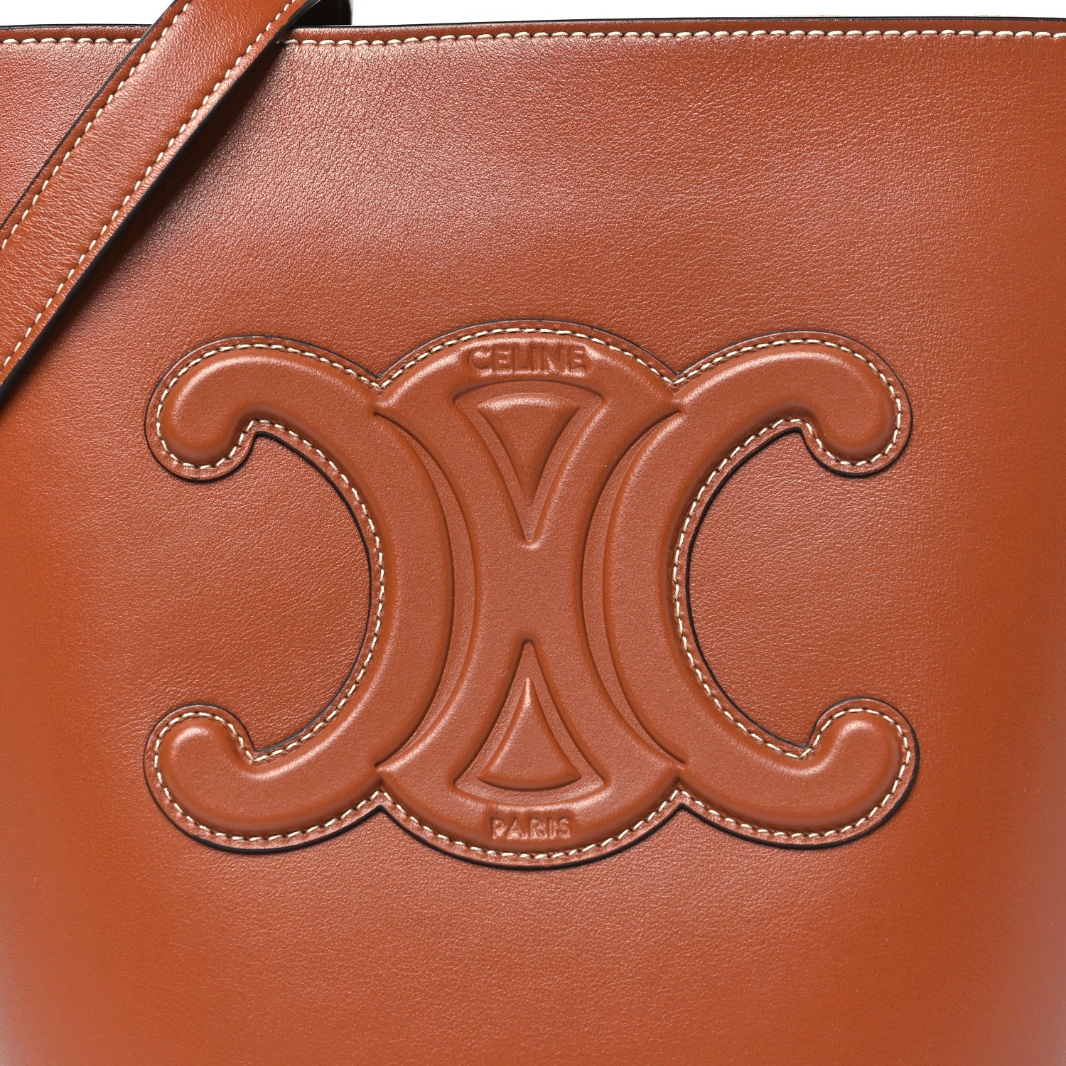Smooth Calfskin Small Cuir Triomphe Bucket Bag Tan - Image 7