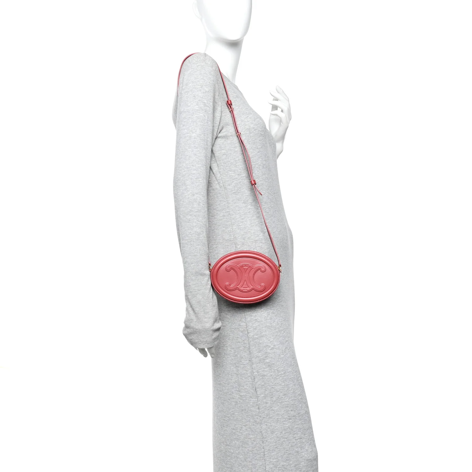 Smooth Calfskin Small Triomphe Oval Crossbody Purse Lipstick - Image 2