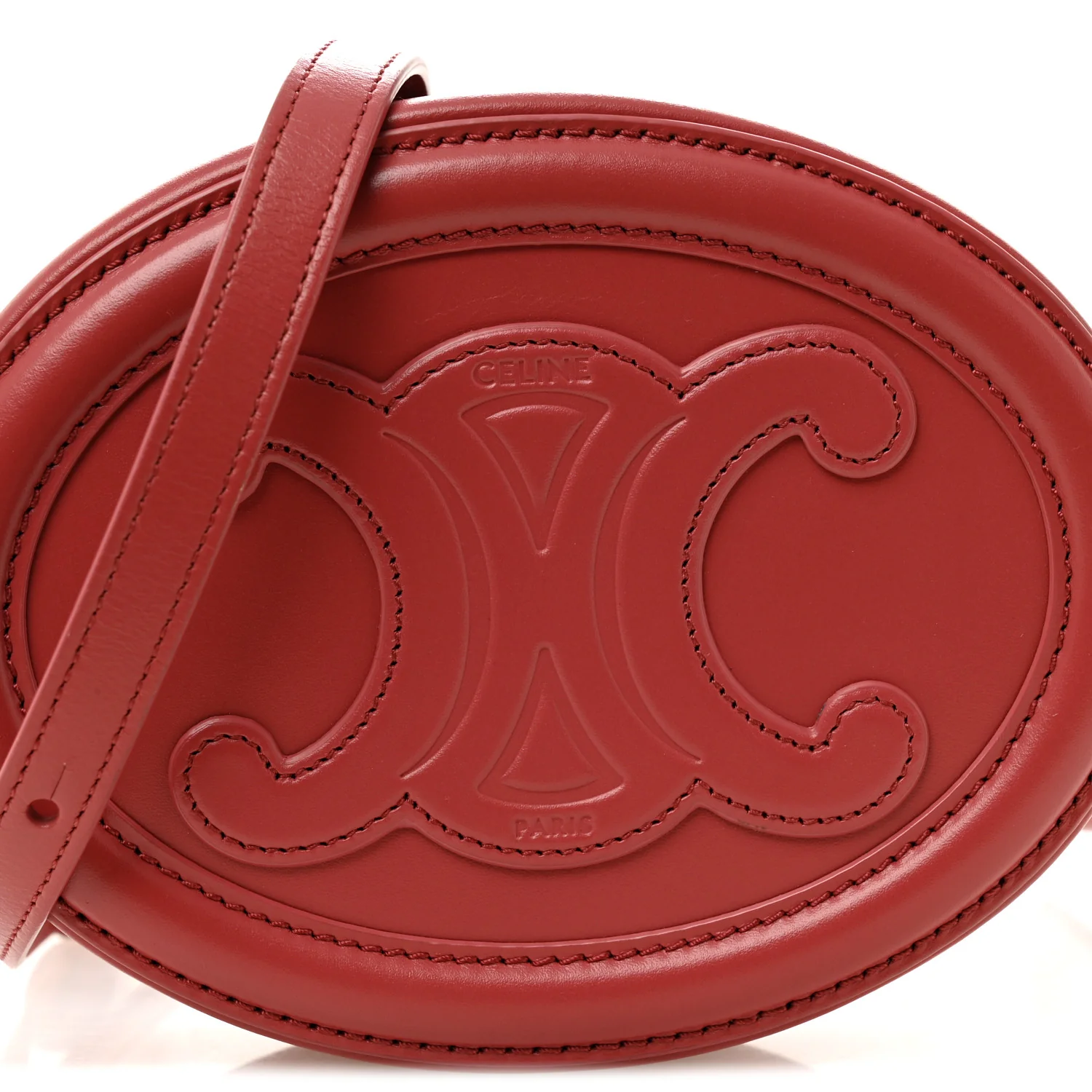 Smooth Calfskin Small Triomphe Oval Crossbody Purse Lipstick - Image 8