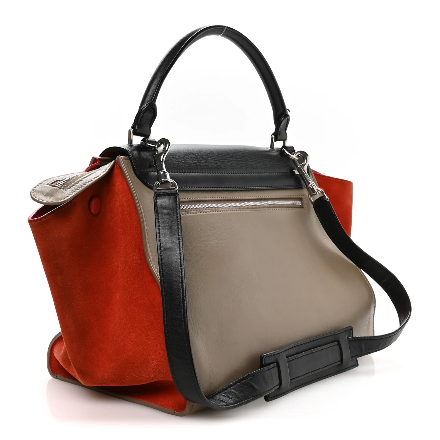 Smooth Calfskin Suede Medium Tri-Color Trapeze Orange - Image 3