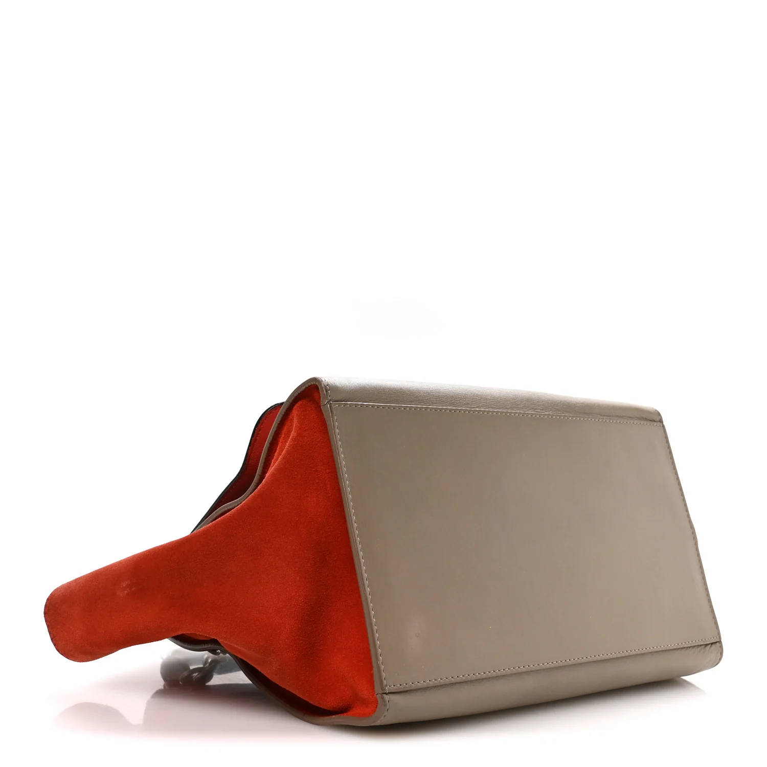 Smooth Calfskin Suede Medium Tri-Color Trapeze Orange - Image 4