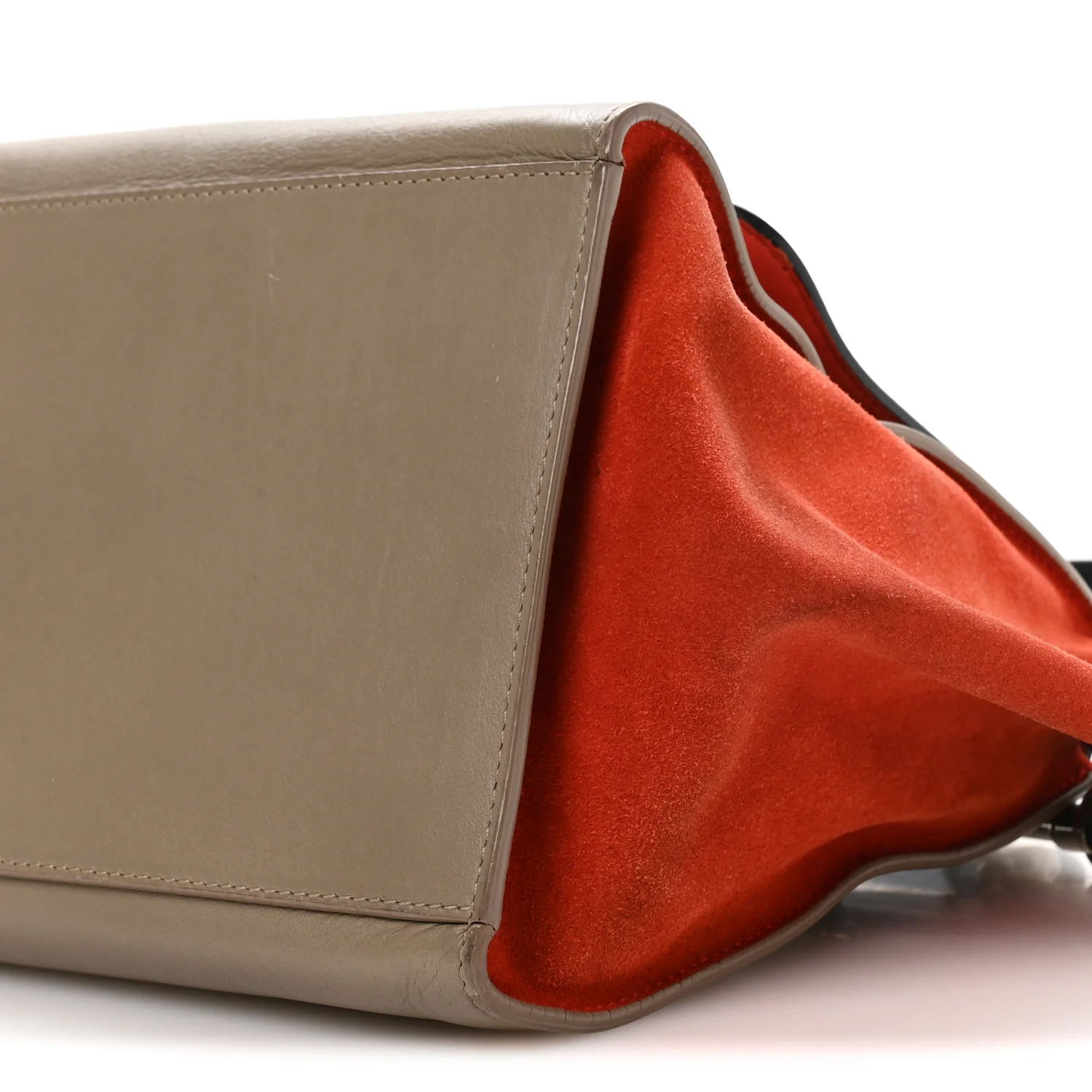 Smooth Calfskin Suede Medium Tri-Color Trapeze Orange - Image 9
