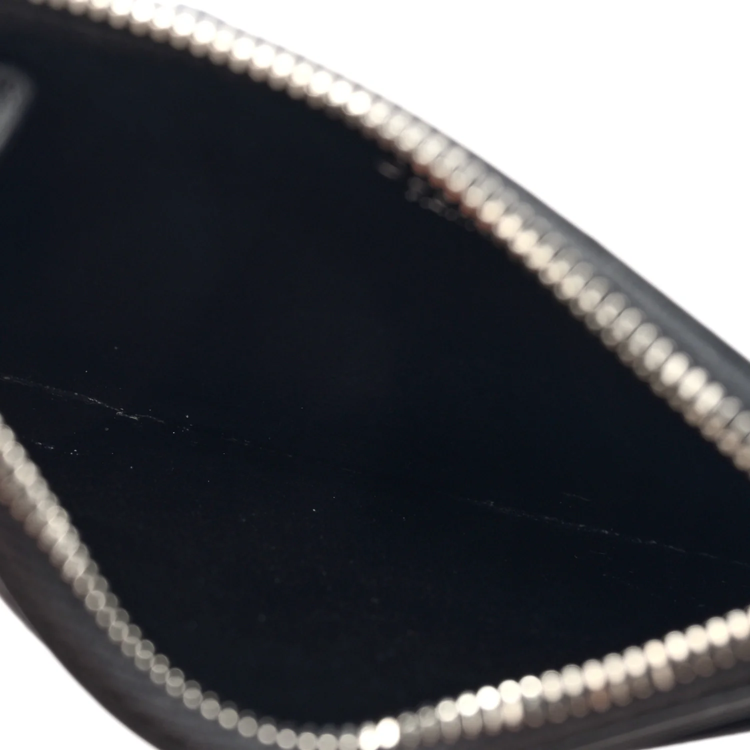 Smooth Lambskin Zip Logo Card Holder Black White - Image 5
