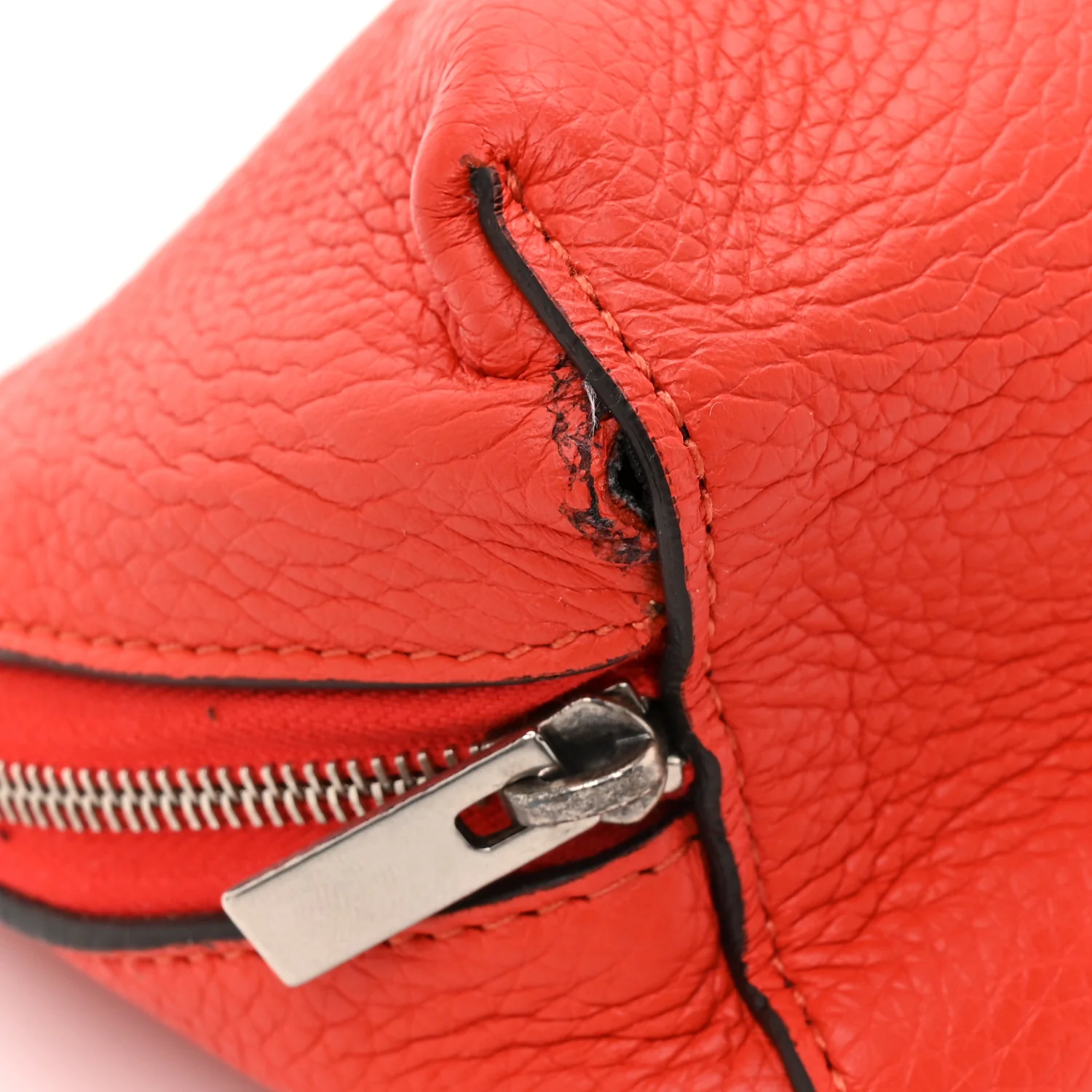 Soft Grained Calfskin Cosmetic Pouch Bag Red - Image 10