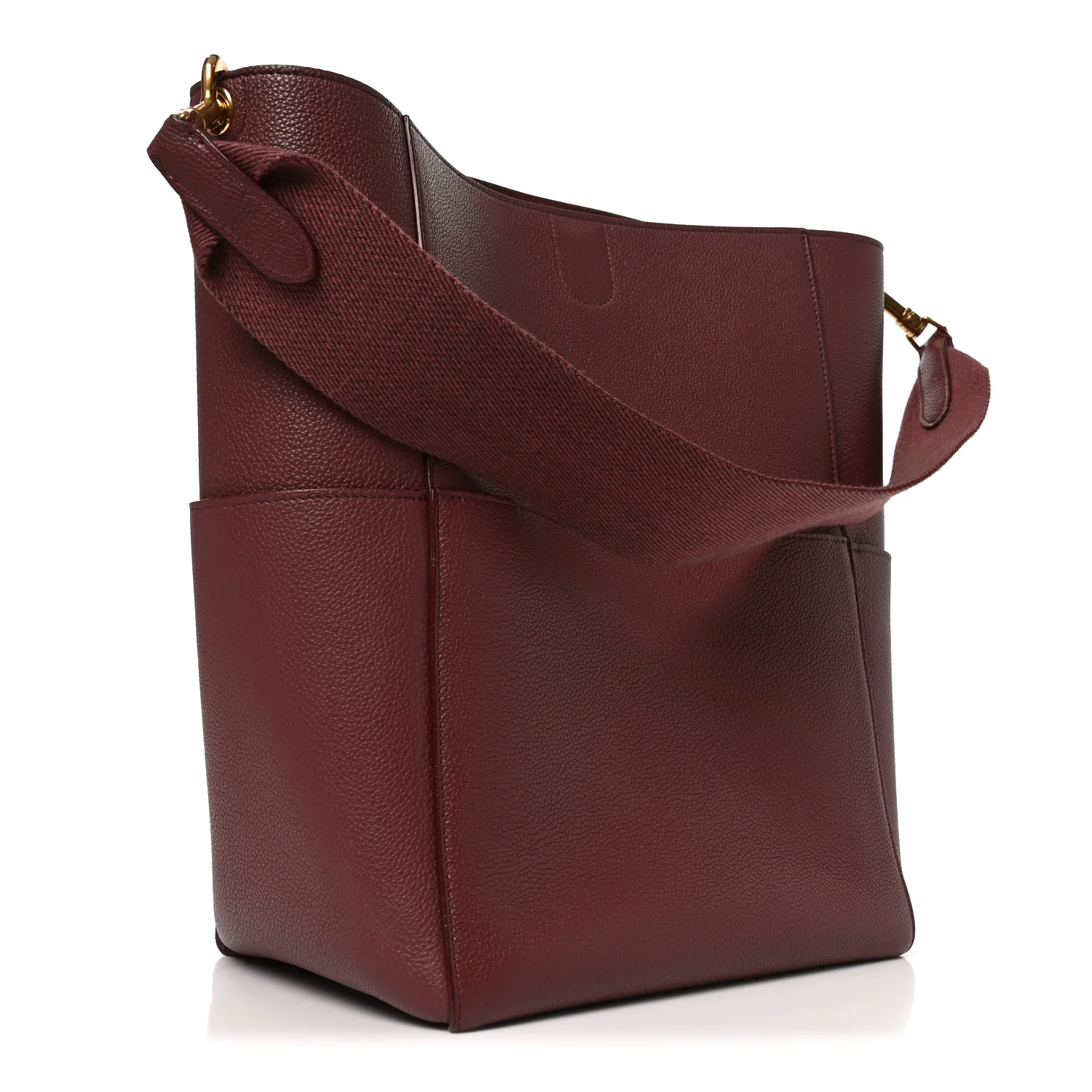Soft Grained Calfskin Sangle Bucket Bag Light Burgundy - Image 3