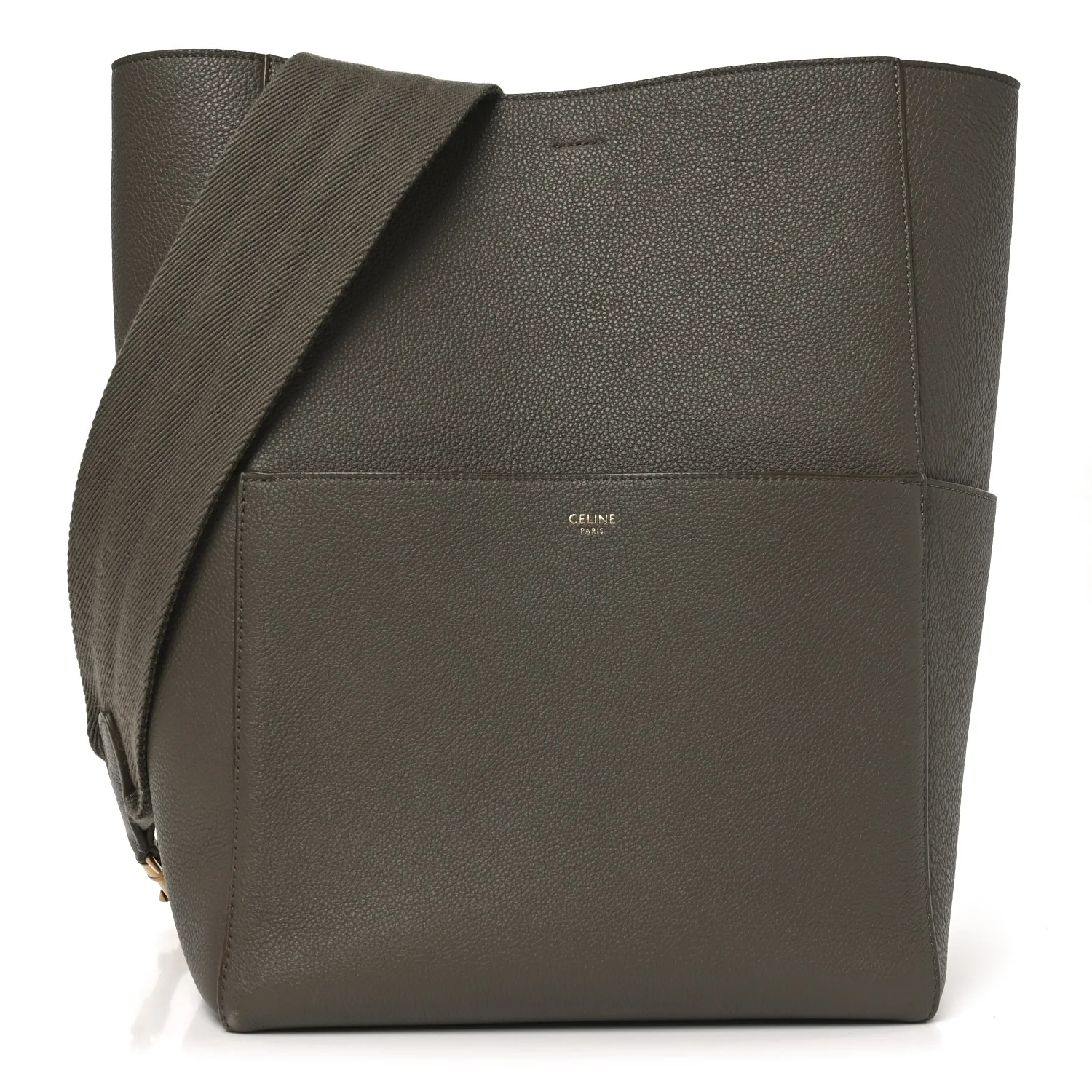 Soft Grained Calfskin Sangle Bucket Bag Taupe