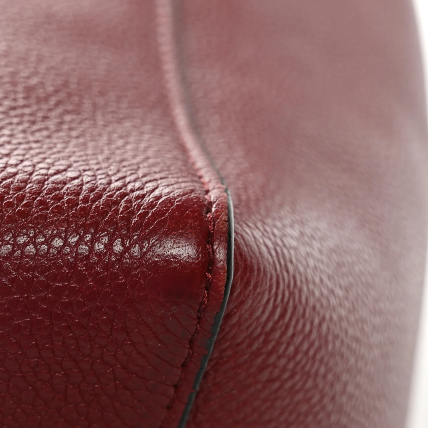 Soft Grained Calfskin Small Sangle Bucket Bag Burgundy - Image 10