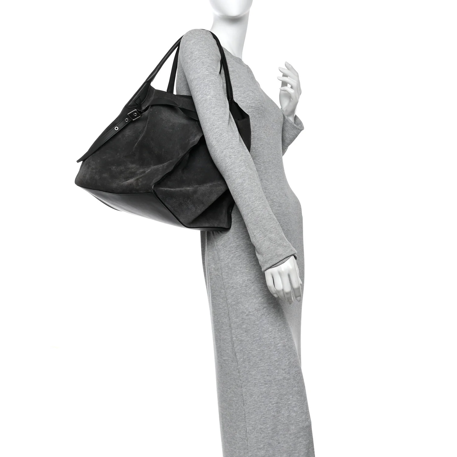 Suede Calfskin Medium Big Bag Grey - Image 2
