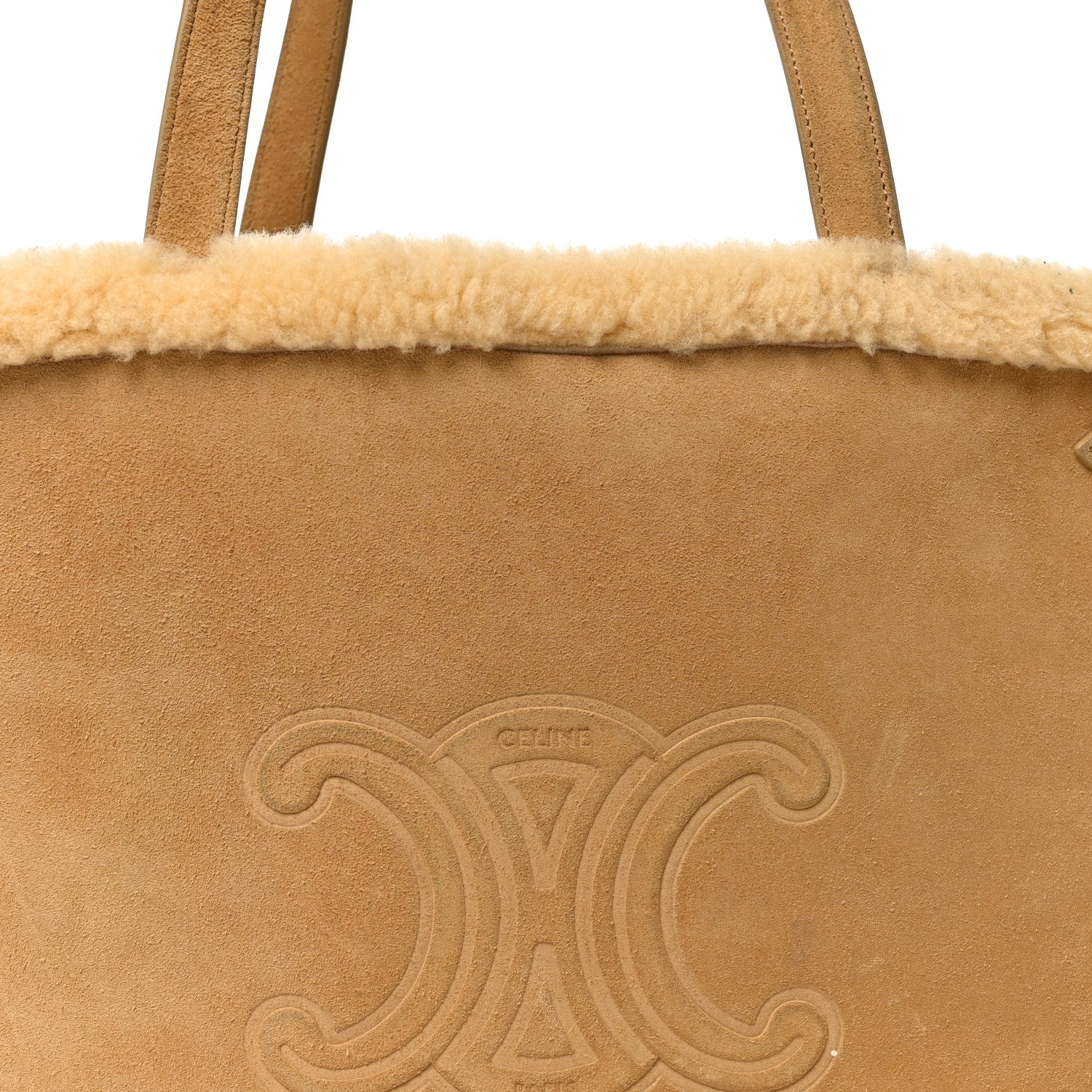 Suede Shearling Triomphe Medium Cabas Anais Natural - Image 14