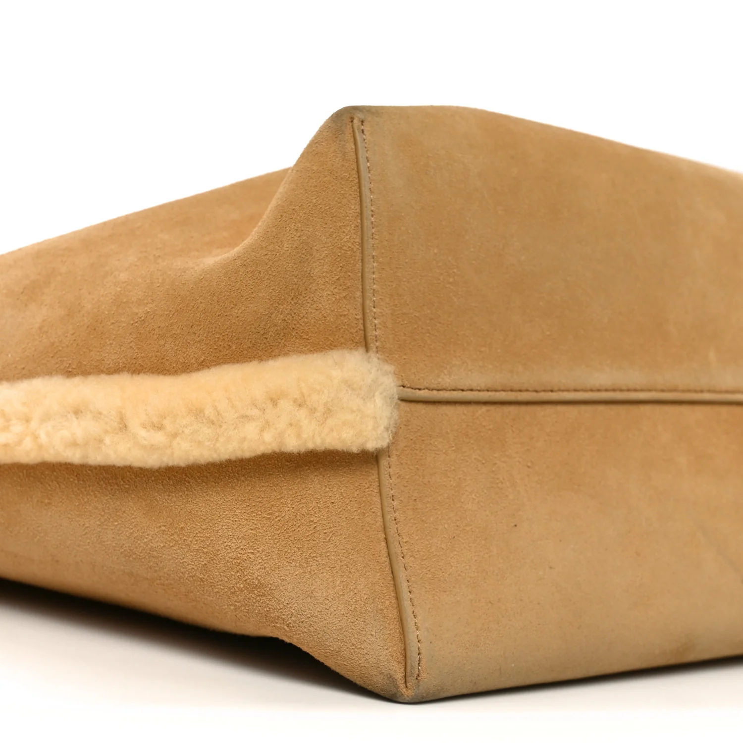 Suede Shearling Triomphe Medium Cabas Anais Natural - Image 16