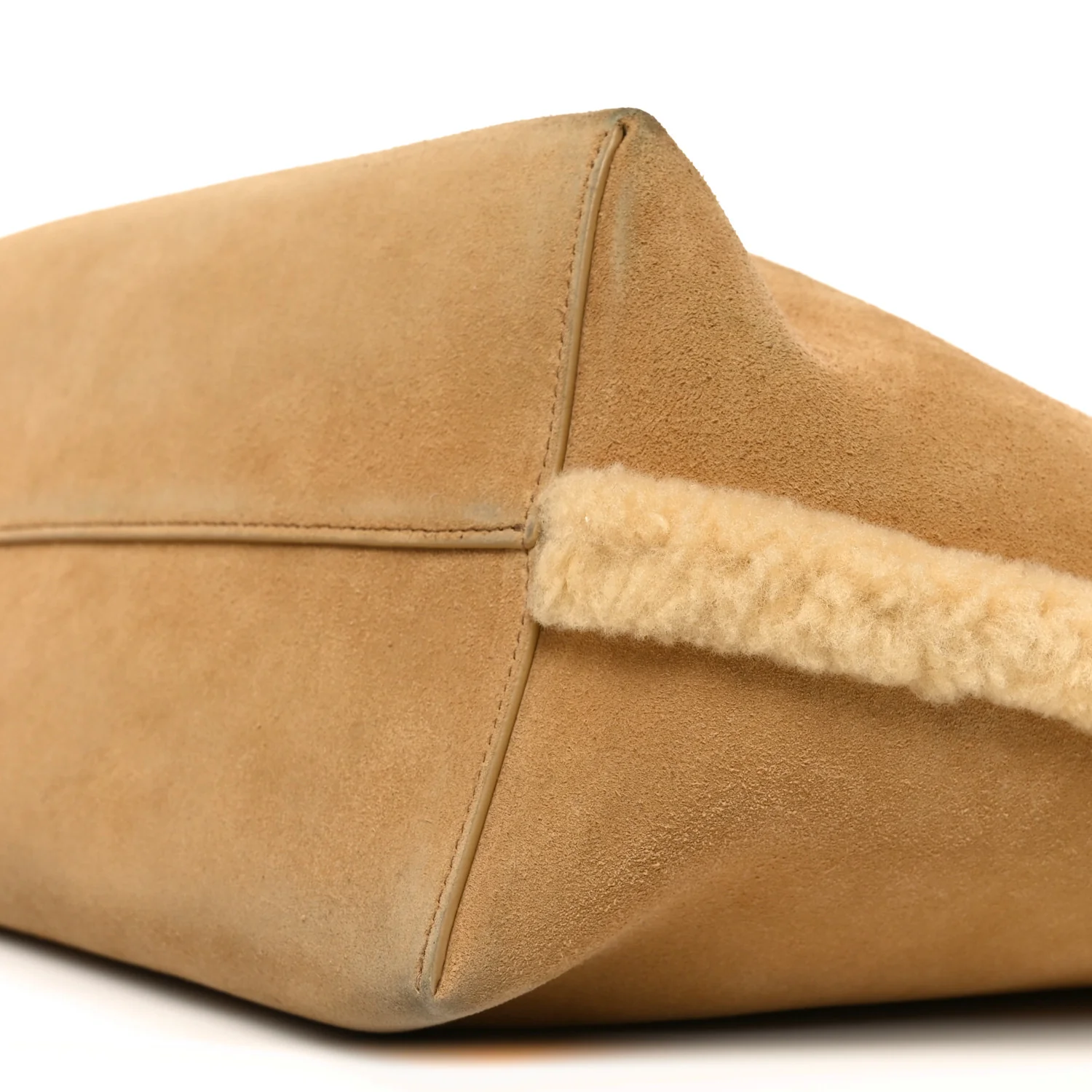 Suede Shearling Triomphe Medium Cabas Anais Natural - Image 19